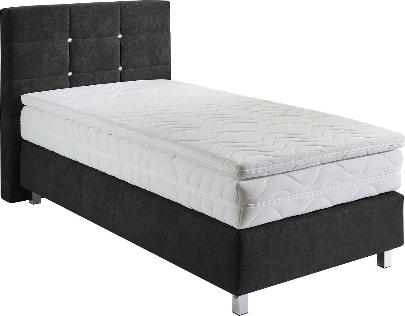 Westfalia Schlafkomfort Boxspringbett Schwarz Microvelours