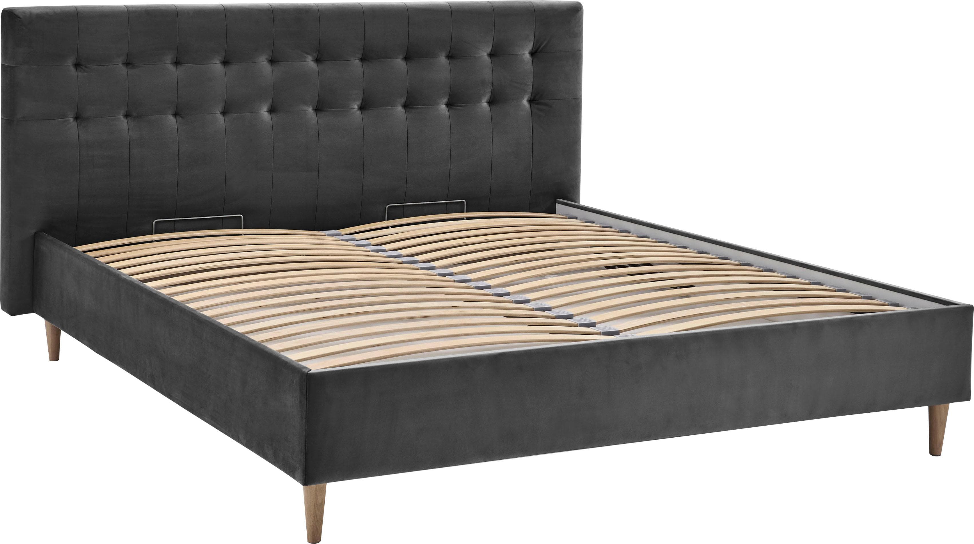 Atlantic Home Collection Polsterbett Veronika Dunkelgrau mit Bettkasten