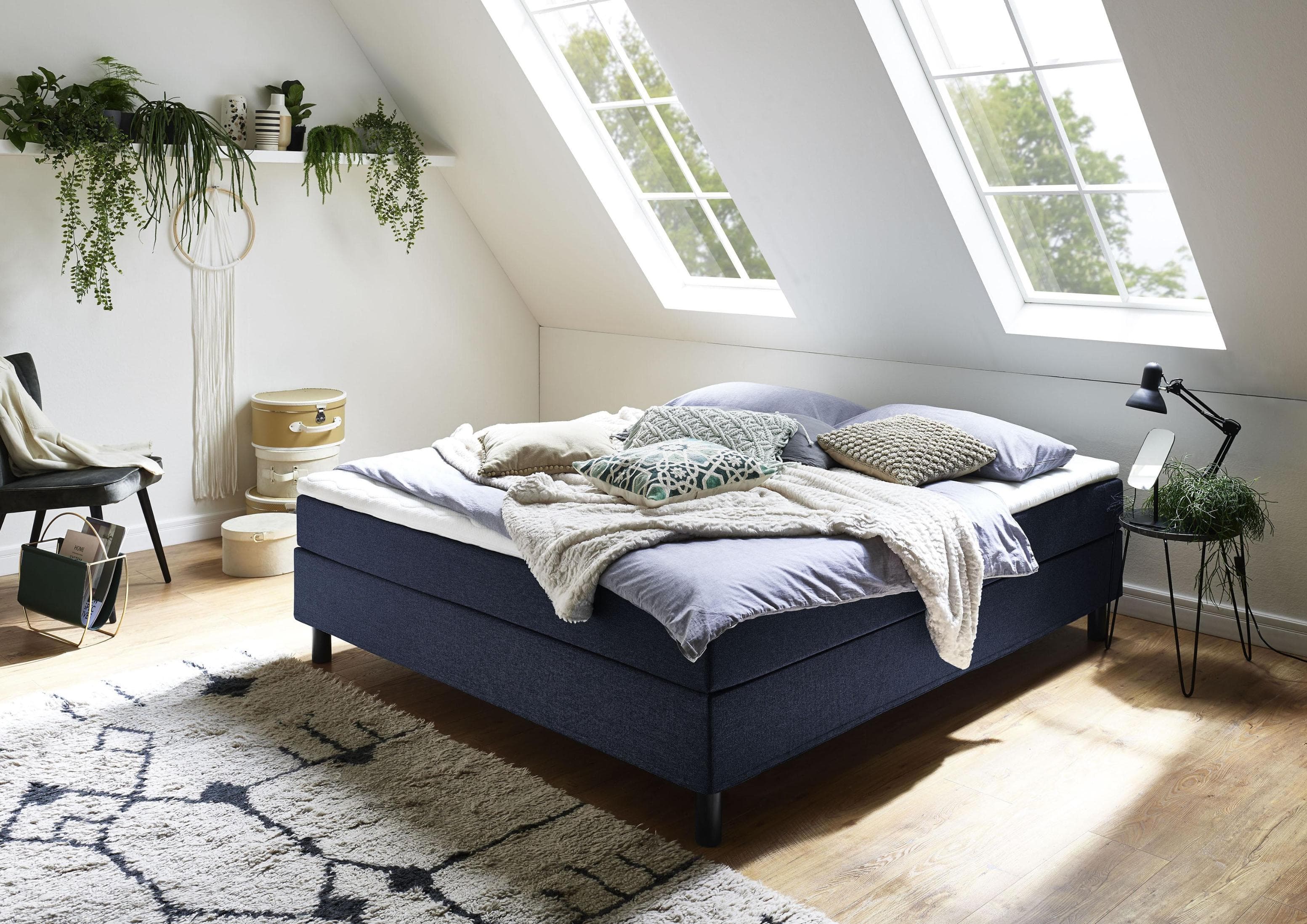 ATLANTIC HOME Boxbett Happy Blau mit Matratze und Topper