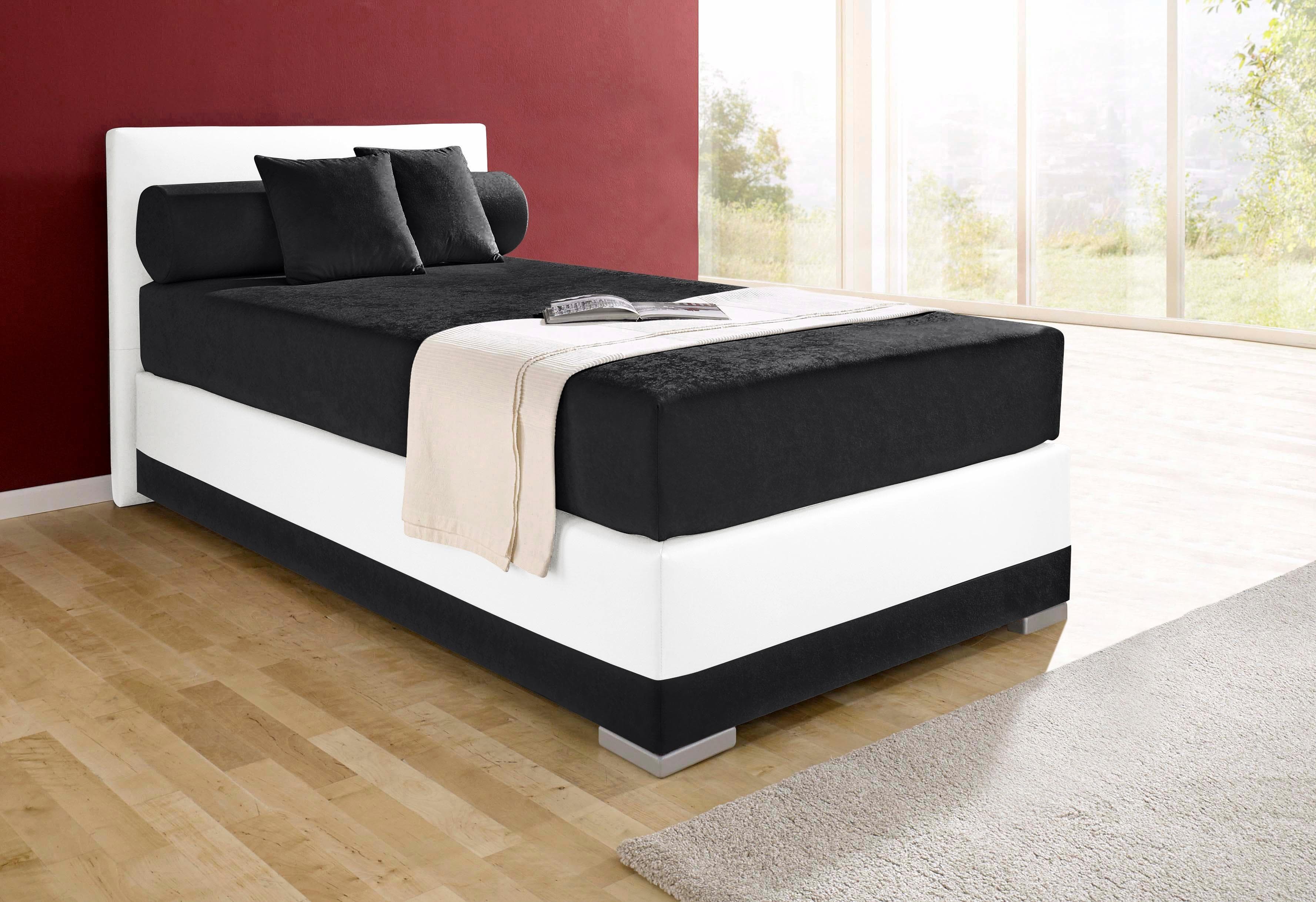 Boxspringbett MAINTAL Lago Schwarz-Weiß 7-Zonen-Matratze