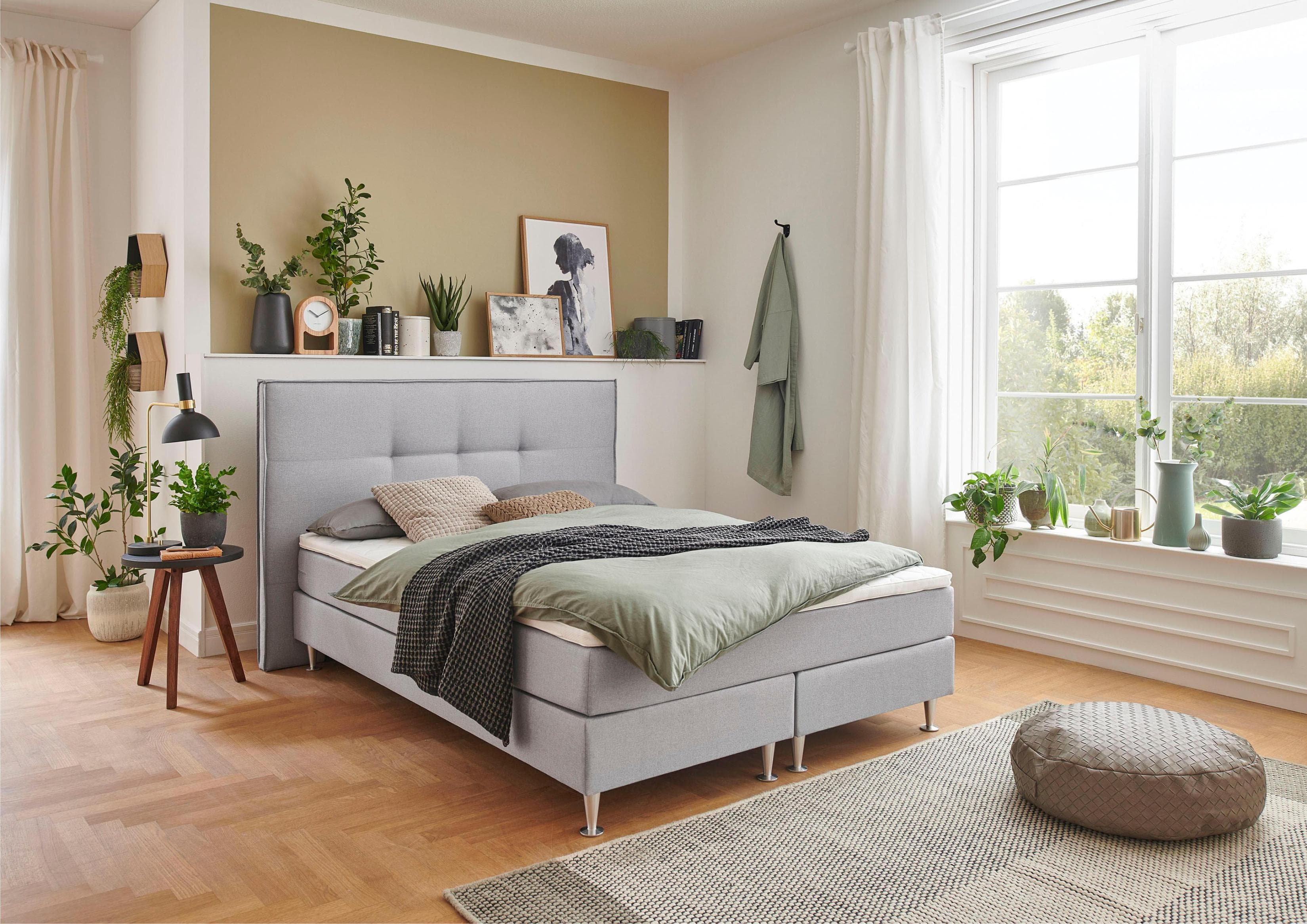 Boxbett Barnett ATLANTIC HOME COLLECTION hellgrau mit Matratze und Topper
