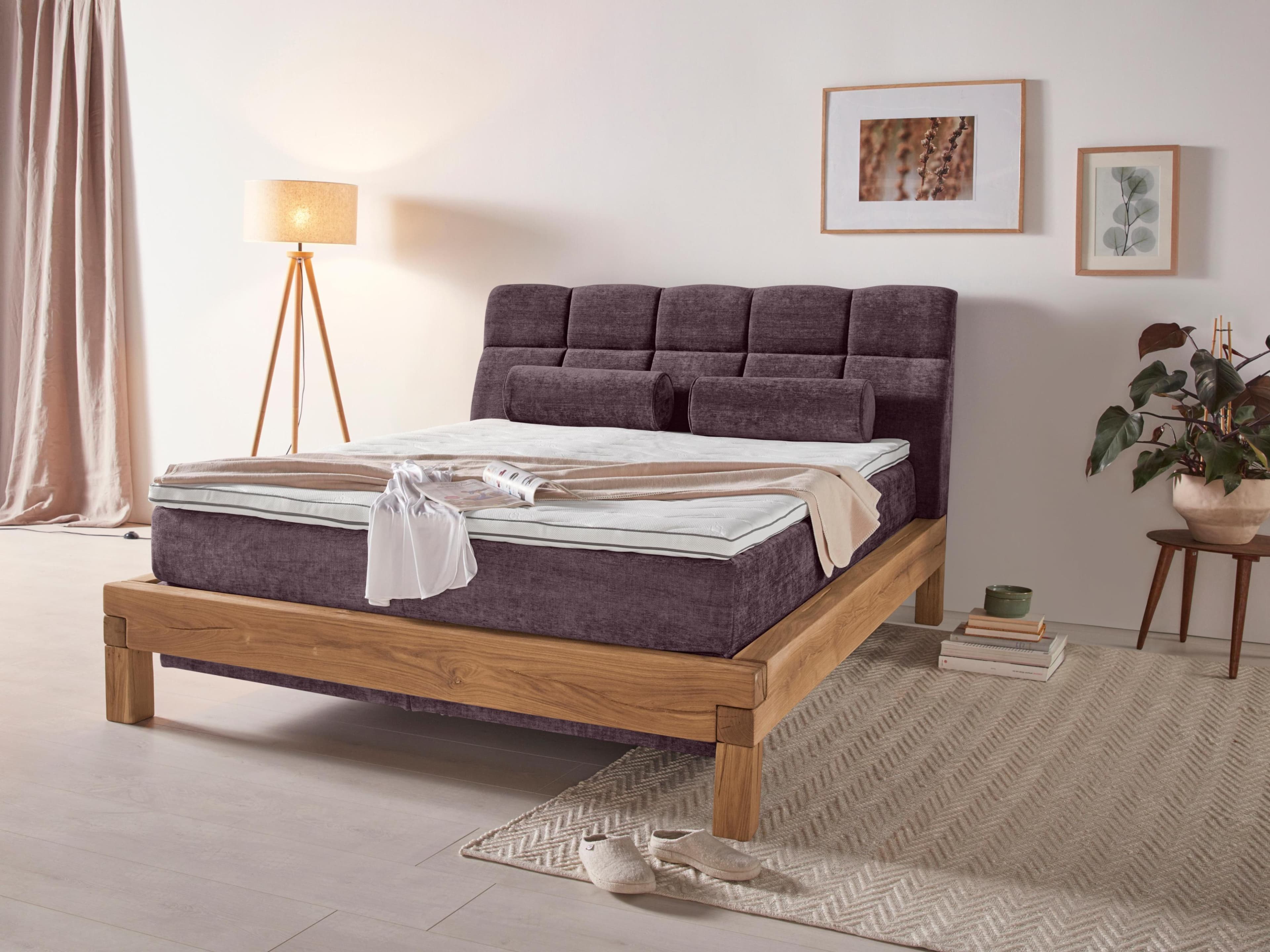 HOME AFFAIRE Boxspringbett Villads Lila 160x200 cm