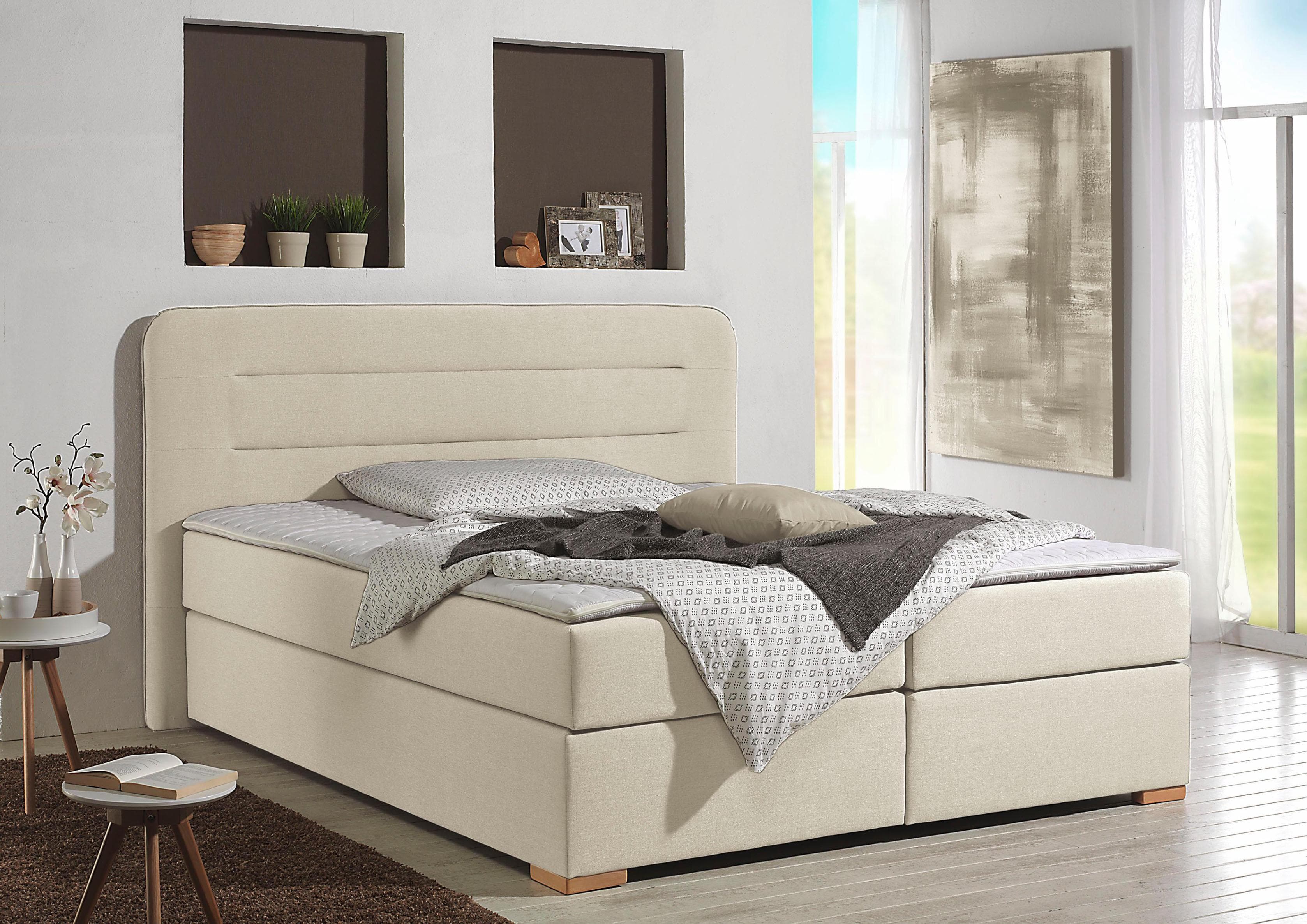 Home Affaire Boxspringbett Manchester Creme 7-Zonen-Matratze Topper