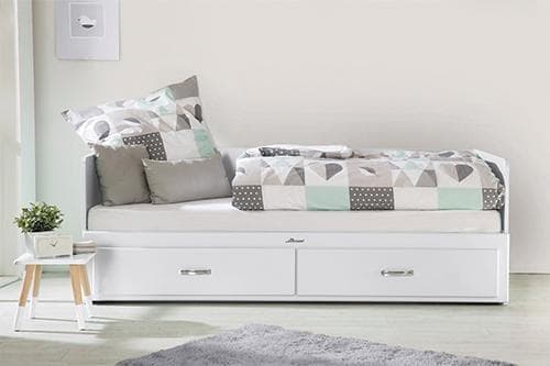Daybett PHOENIX Miami Weiß Ausziehbar mit Stauraum
