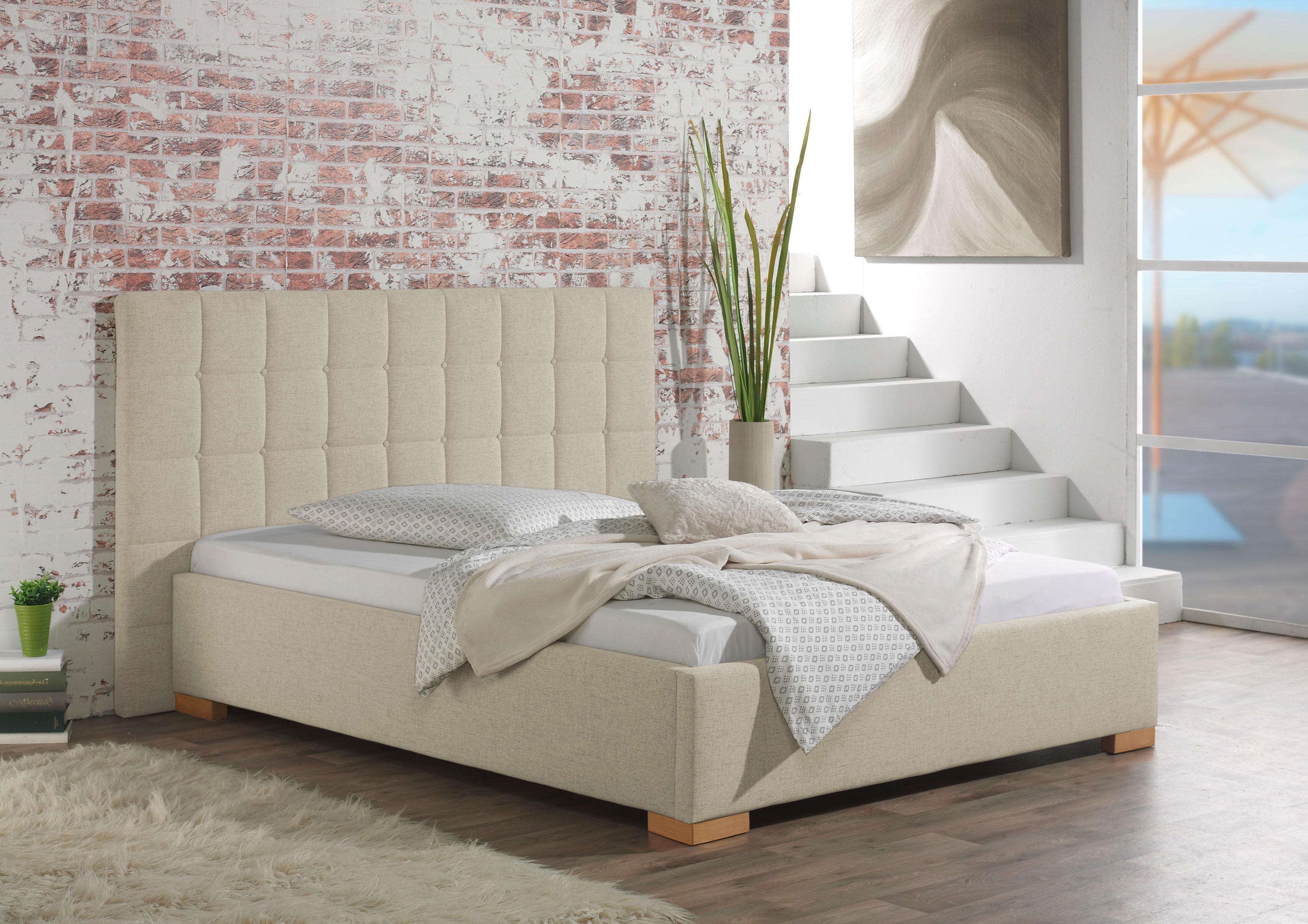 Polsterbett MAINTAL Cueno Creme mit Knopfheftung