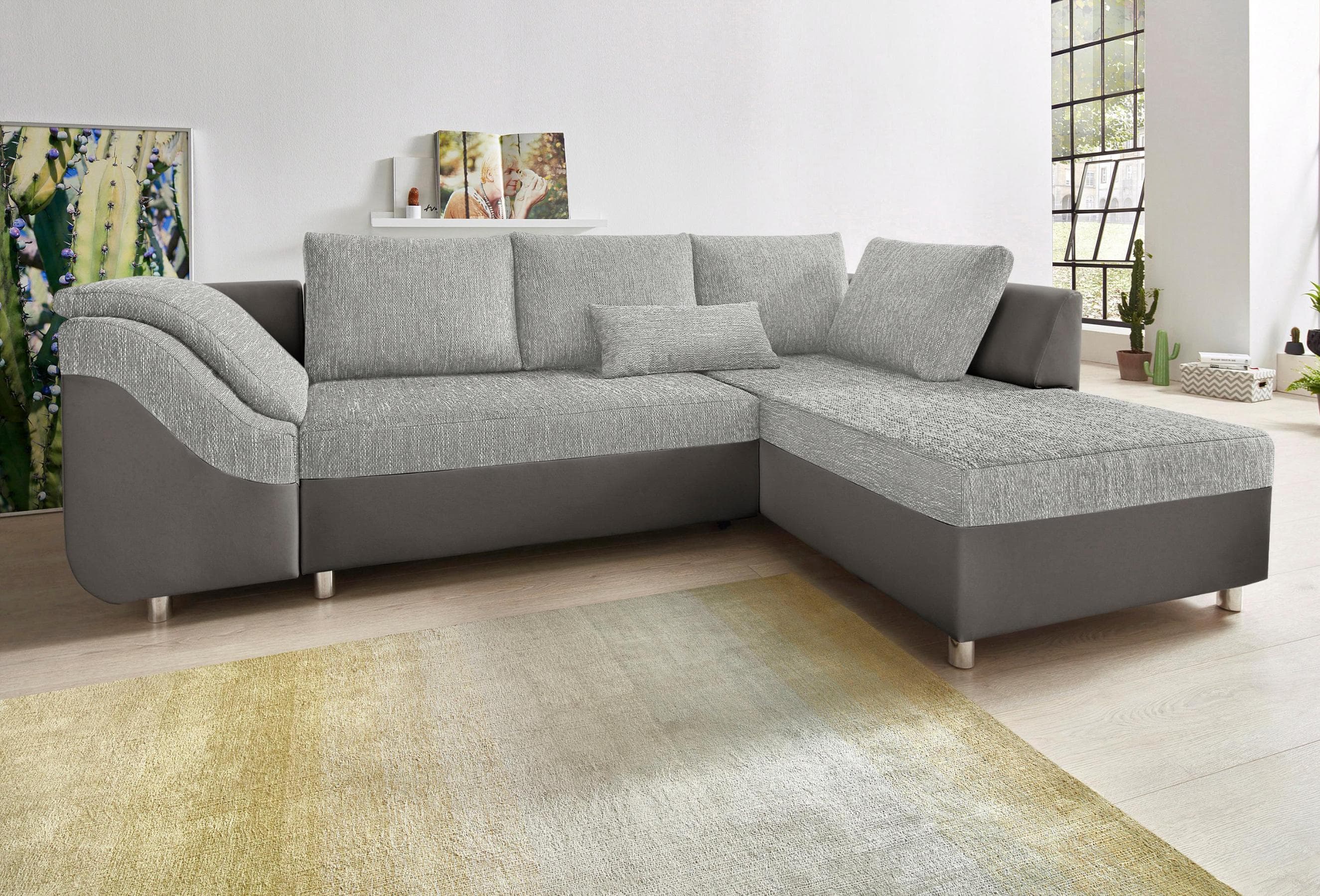 Ecksofa L-Form mit Bettfunktion & Kissen