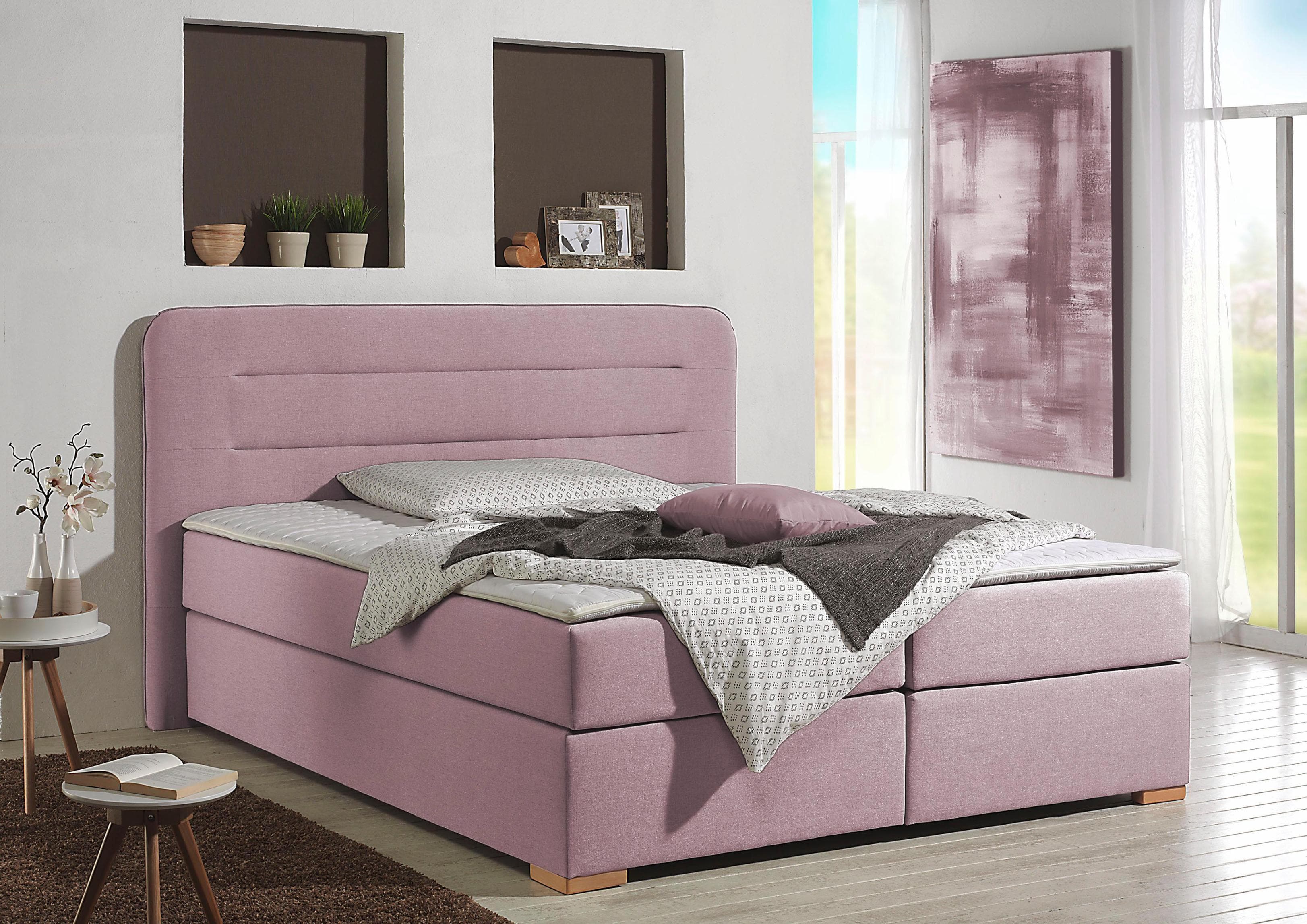 Home Affaire Boxspringbett Manchester Rosa mit Topper
