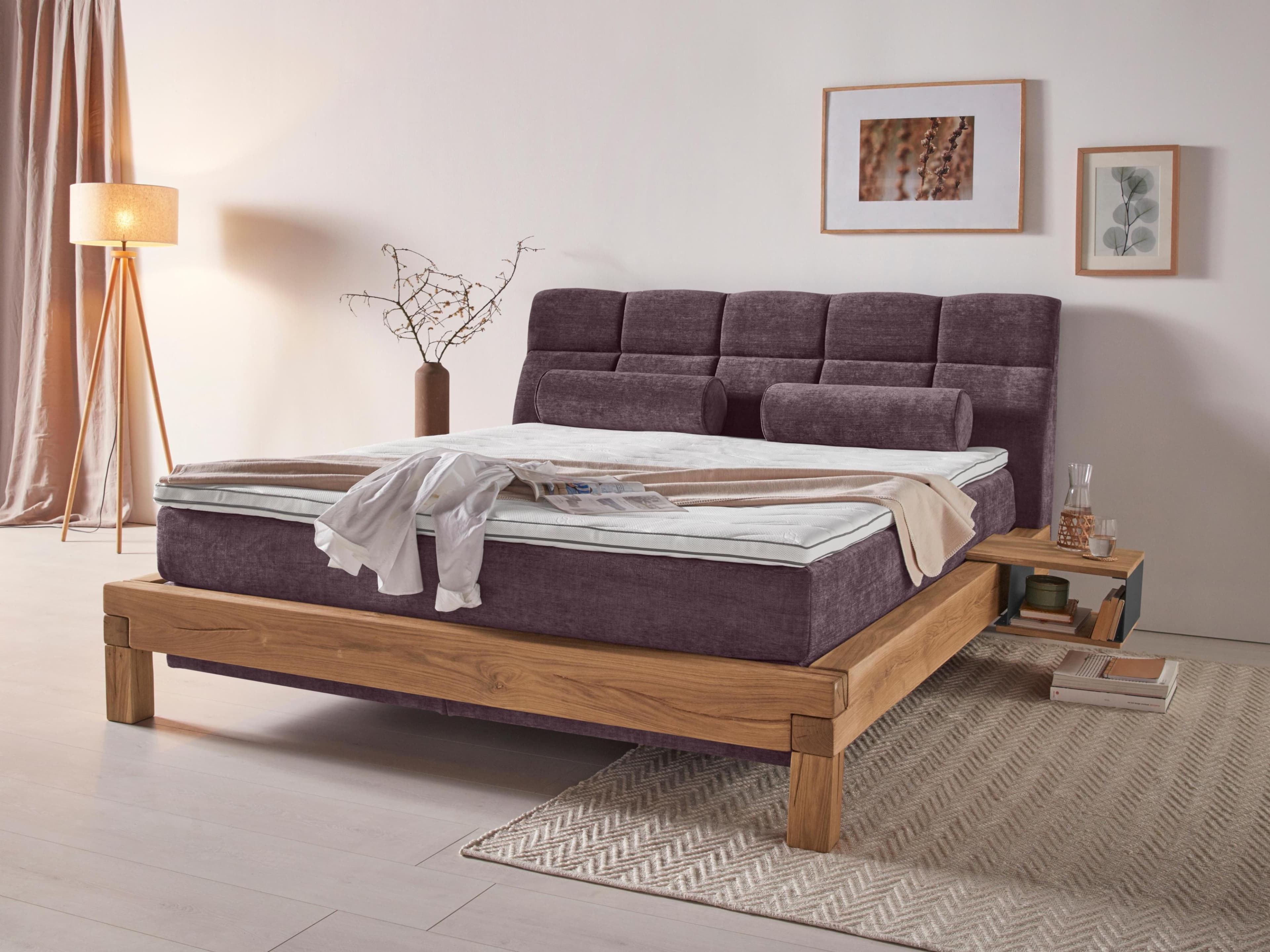 HOME AFFAIRE Boxspringbett Villads Lila 7-Zonen Matratze