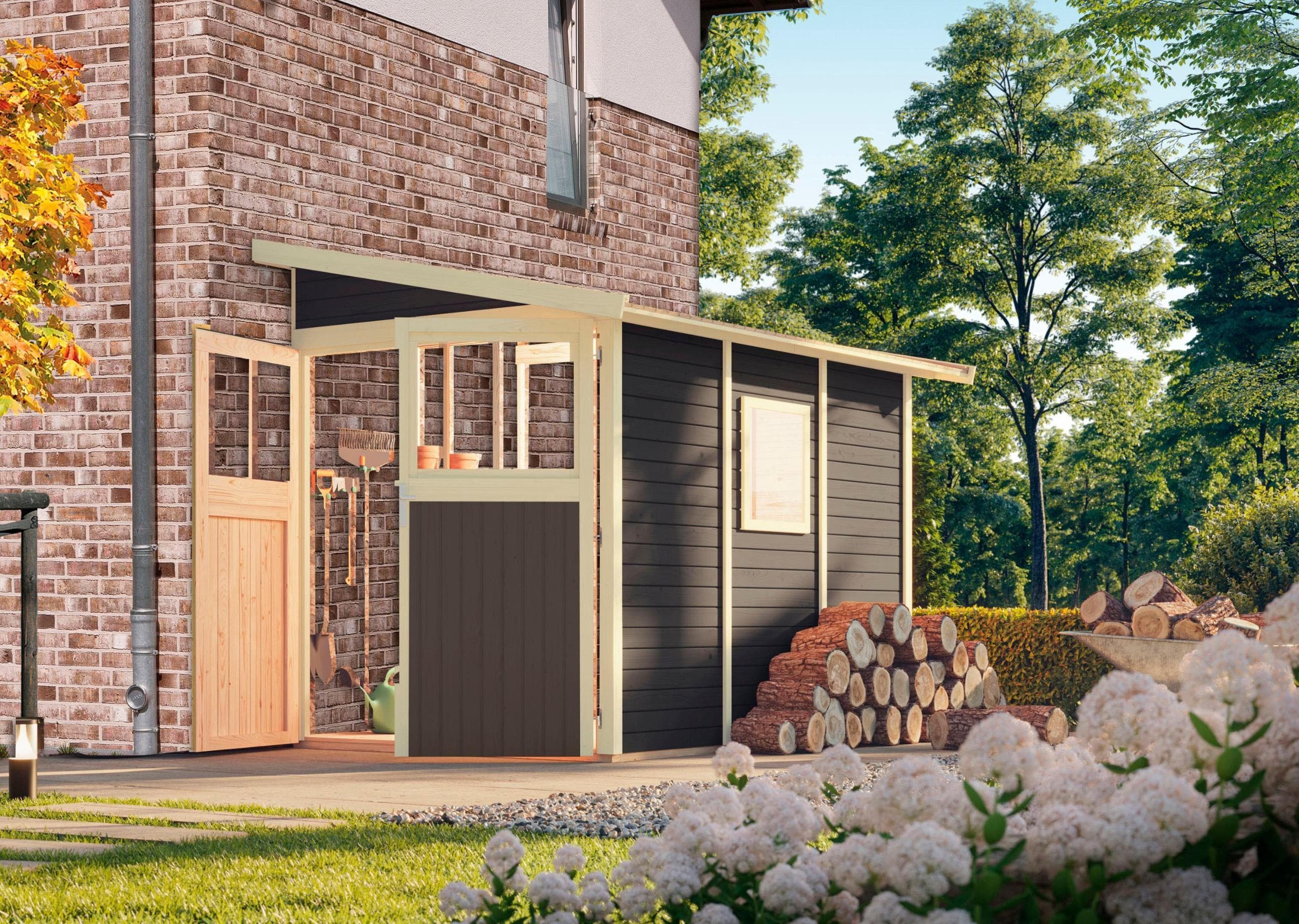 Gartenhaus KARIBU "Wurmberg 3" Terragrau Holzwerkstoff