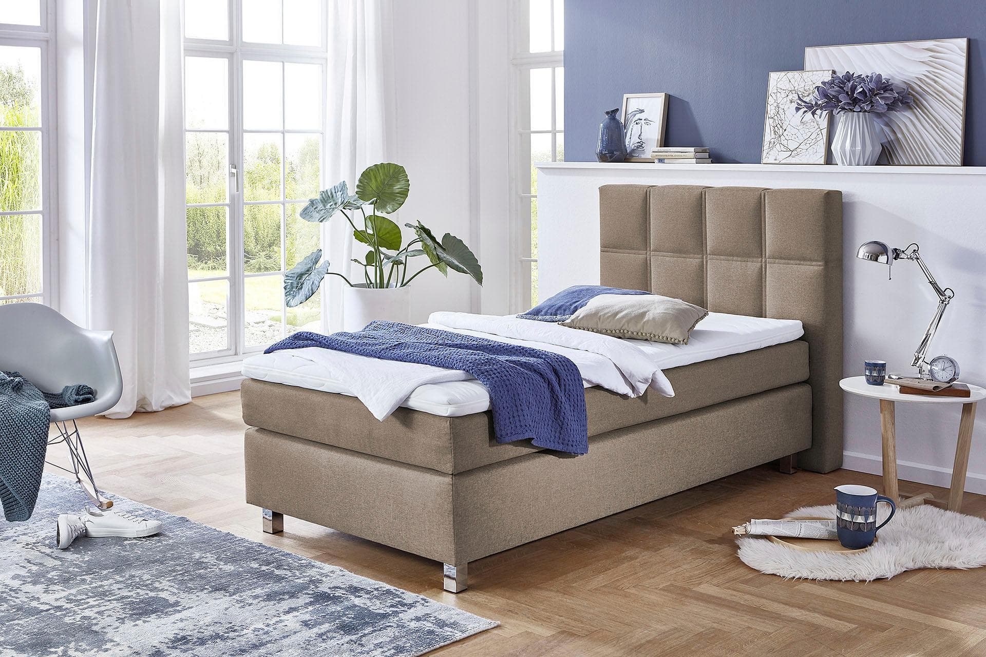 Westfalia Schlafkomfort Boxspringbett Beige mit Topper
