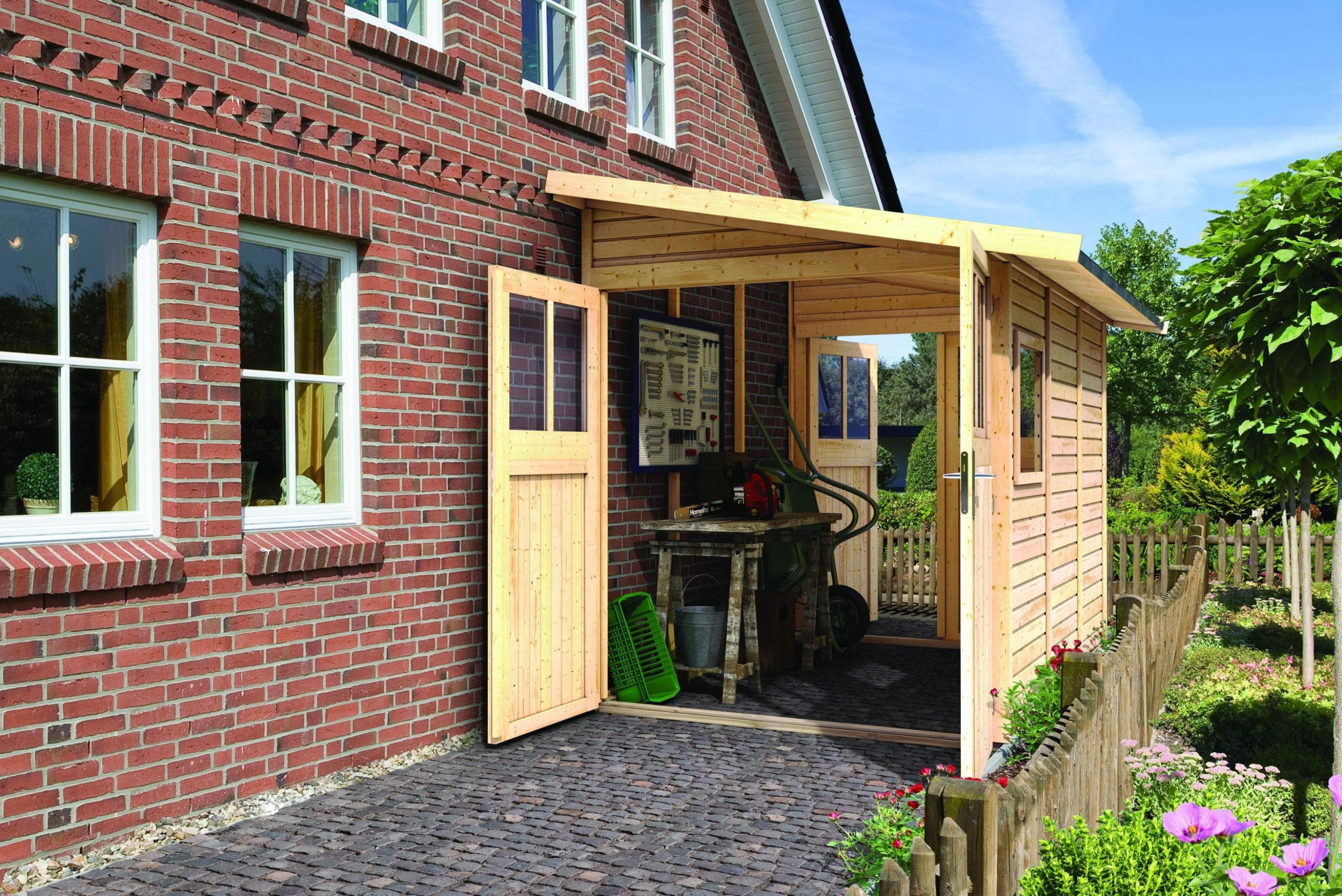 Gartenhaus KARIBU "Wurmberg 3" Beige Holzwerkstoff