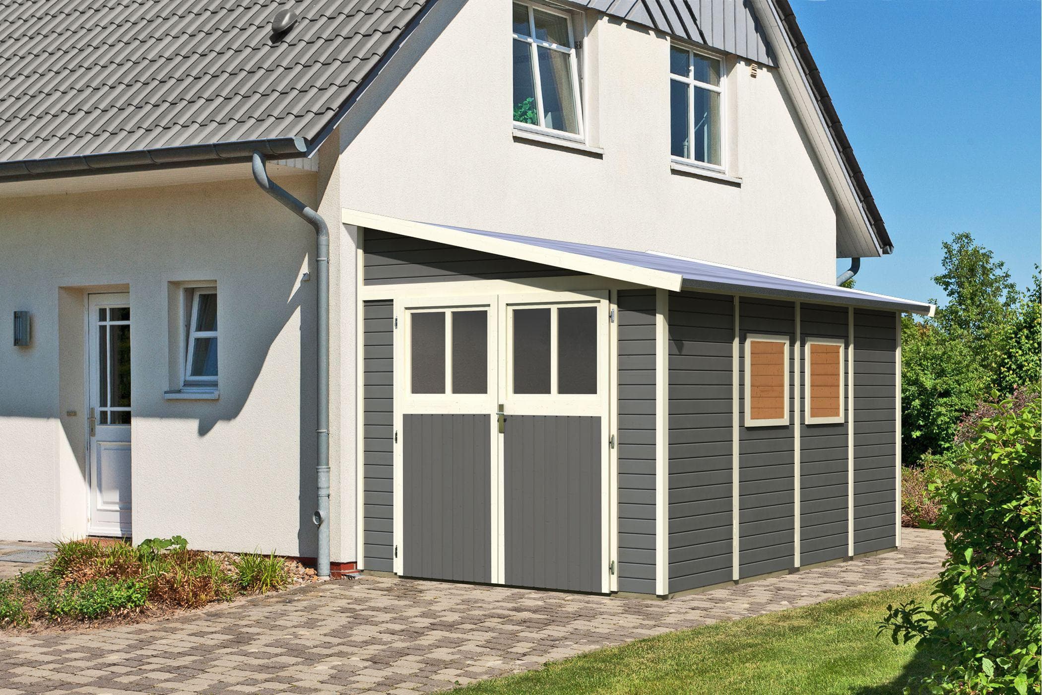 Gartenhaus aus nordischer Fichte mit Pultdach