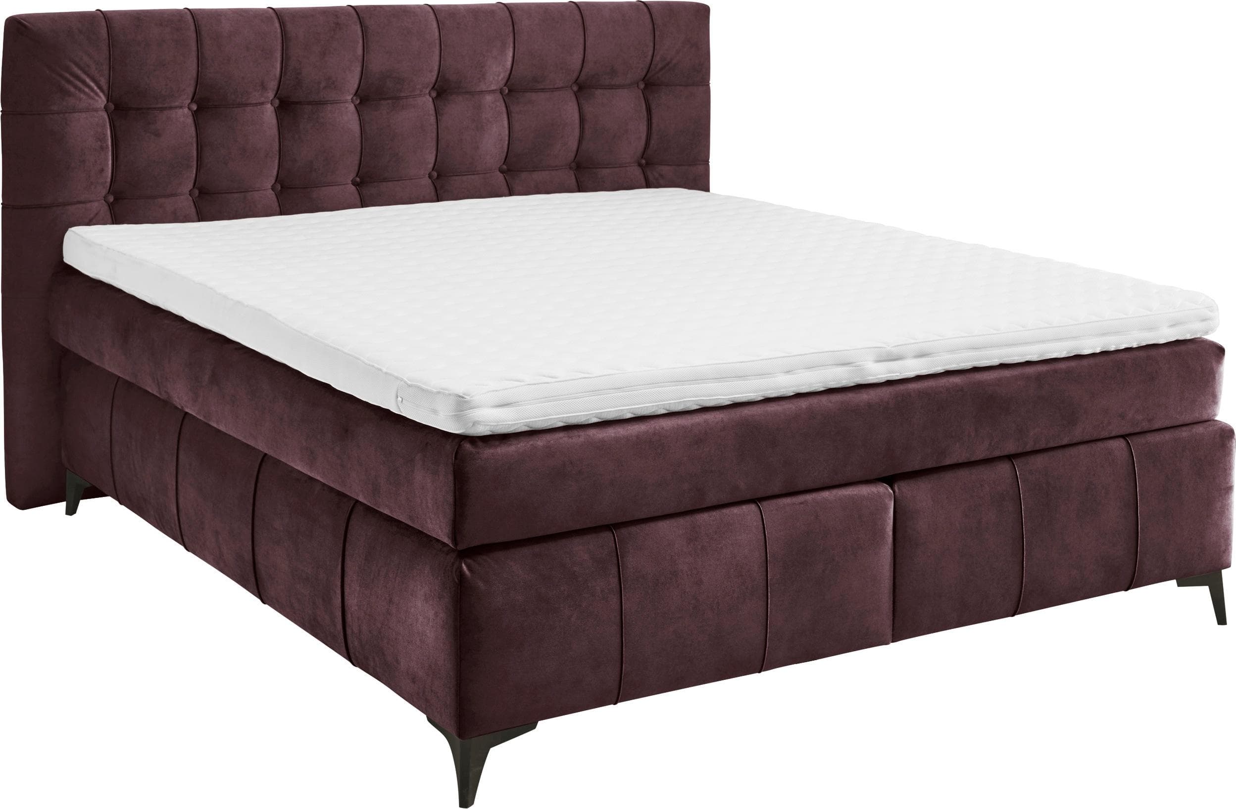 ED EXCITING DESIGN Boxspringbett Oregon Violett inkl. Duo-Matratze