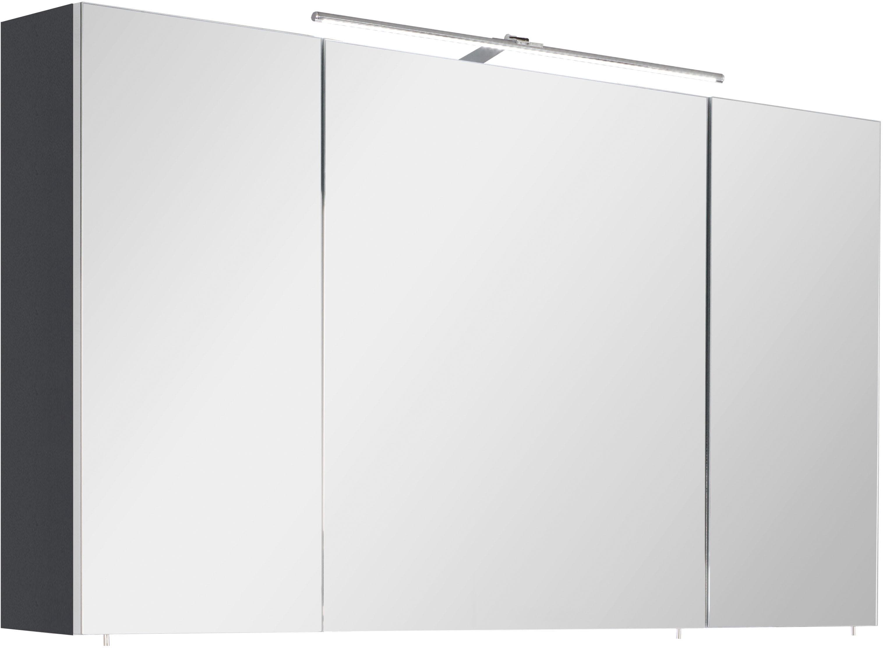 OPTIFIT Spiegelschrank Ava 3-türig Anthrazit Glanz mit LED