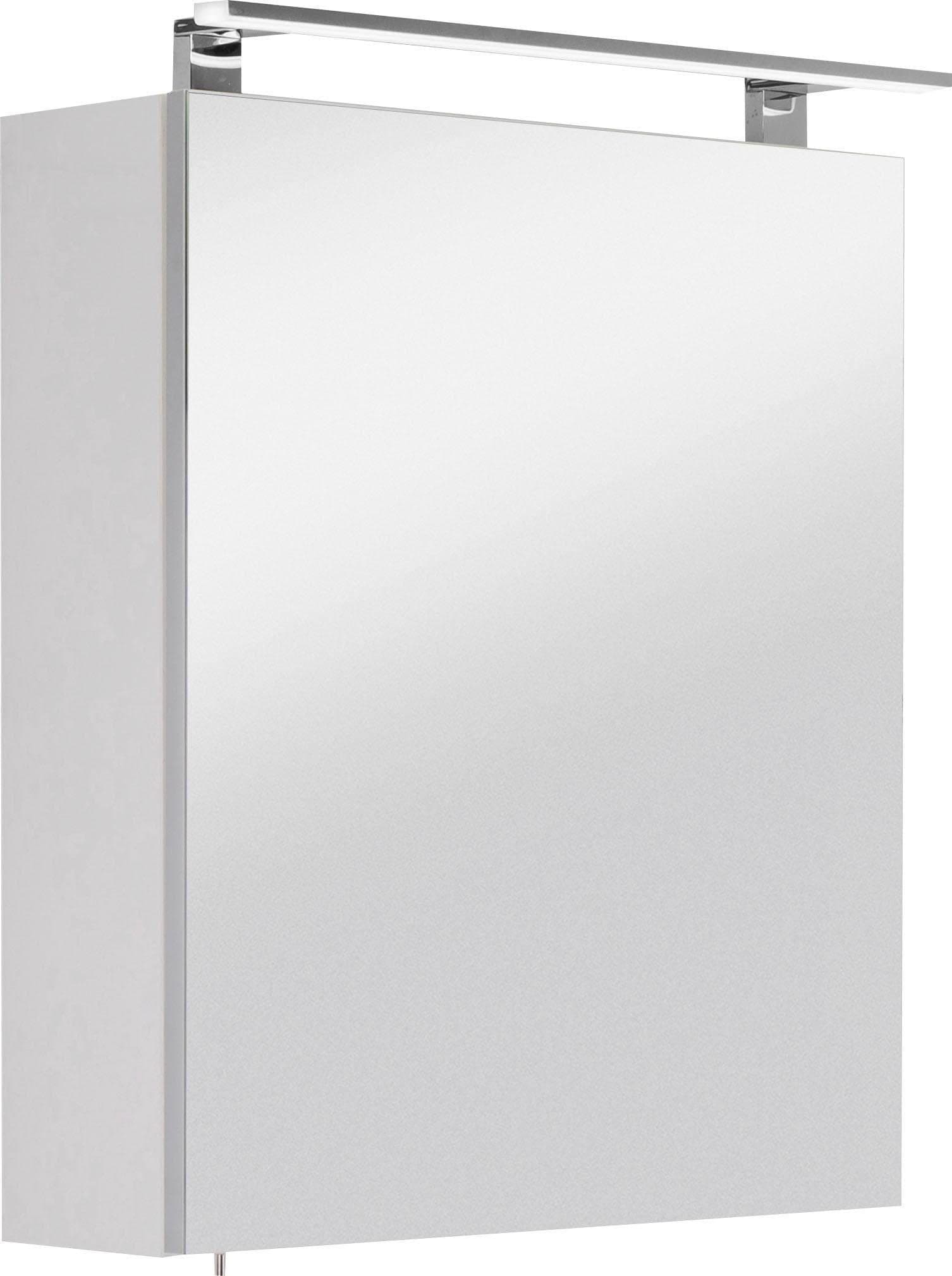 OPTIFIT Spiegelschrank Mino Weiß Seidenglanz LED