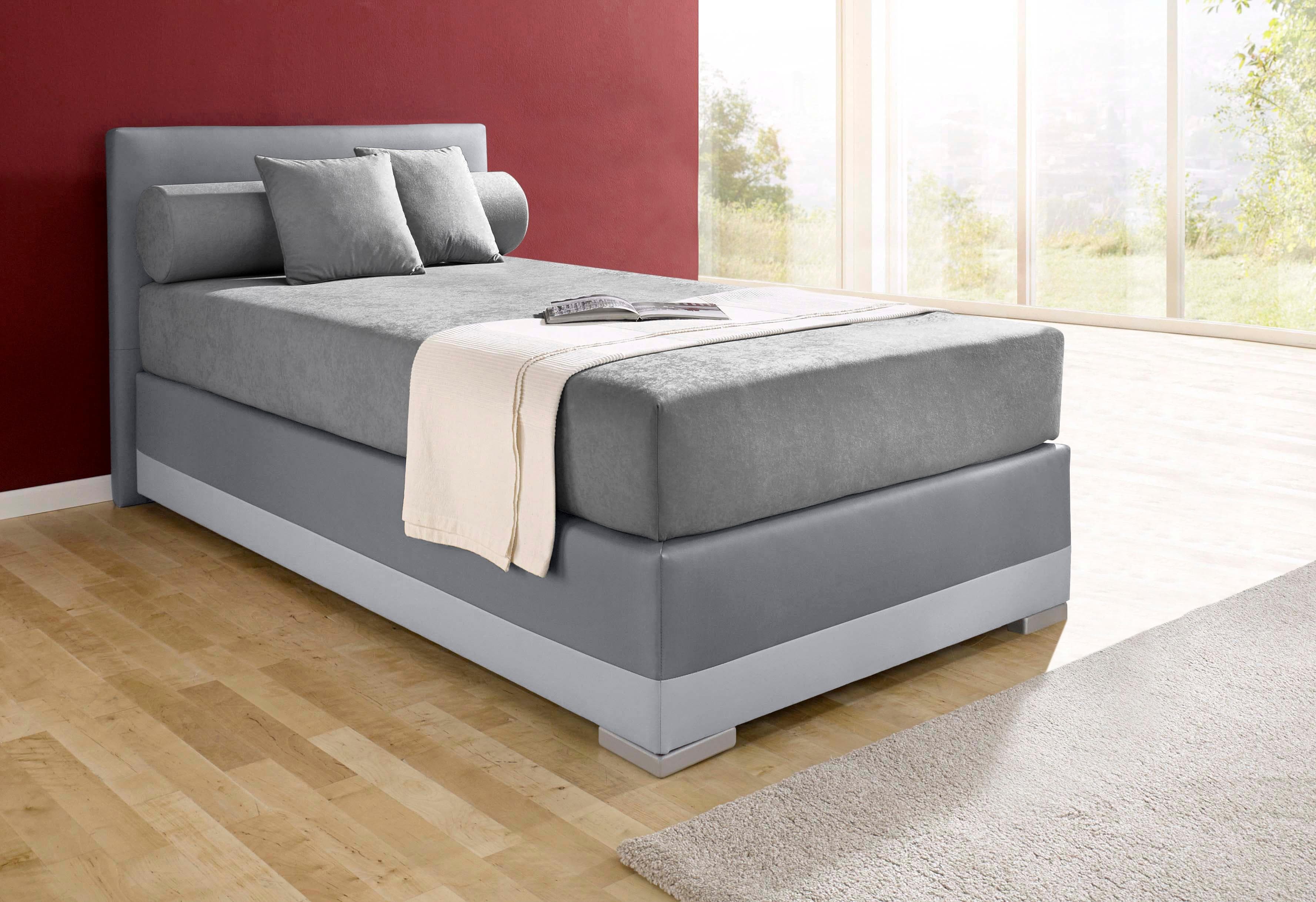Boxspringbett MAINTAL Lago Grau 120x200 cm mit Matratze