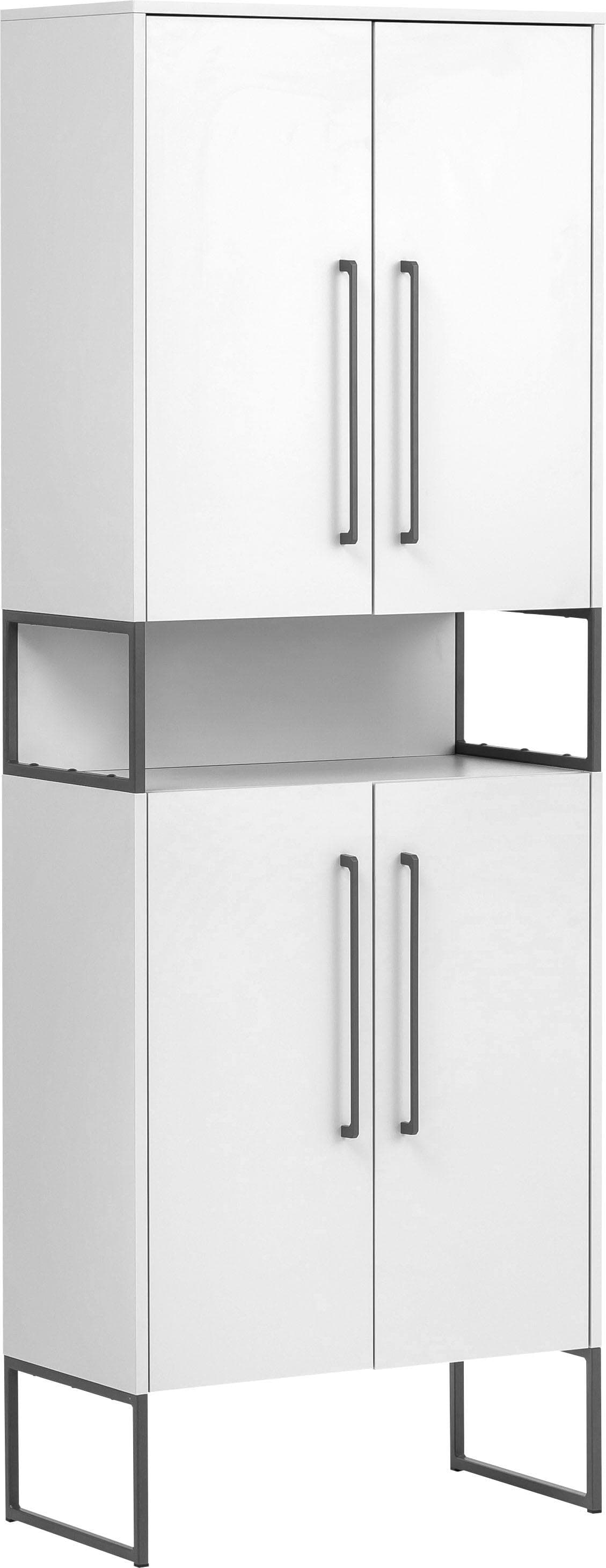 Schildmeyer Hochschrank Limone Weiß Kreideweiß 4 Türen