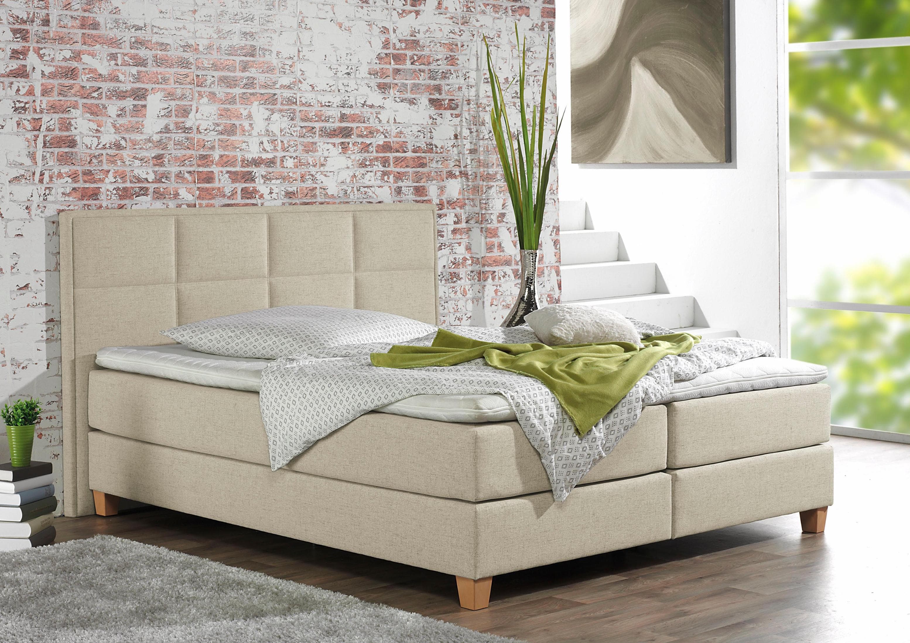 Home Affaire Boxspringbett Casey Beige mit Topper