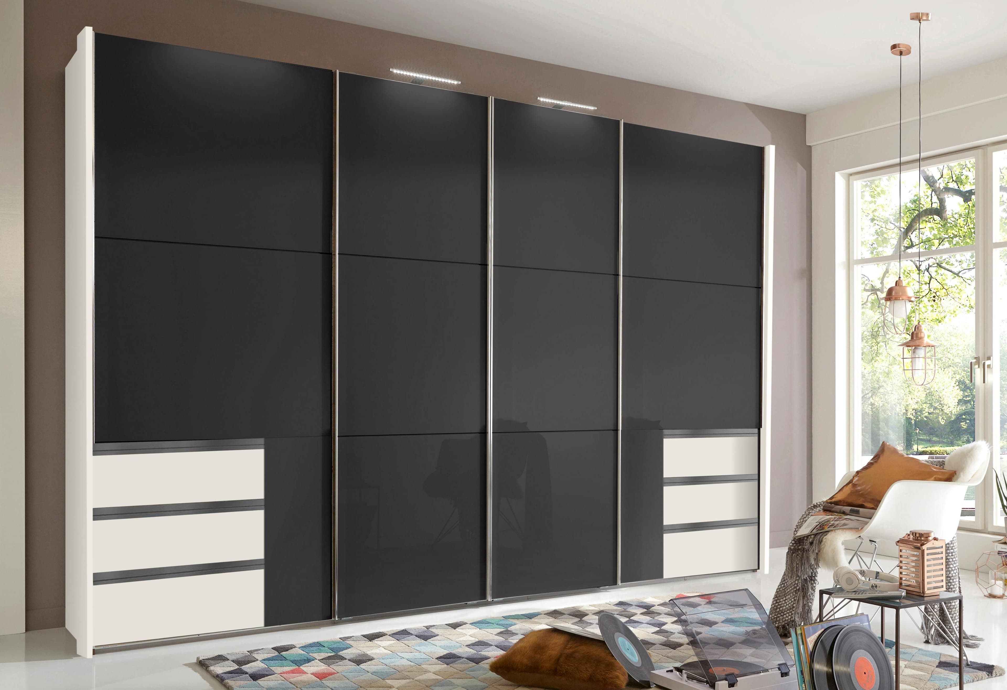 Wimex Schwebetürenschrank Level 4-tlg. Weiß/Grauglas