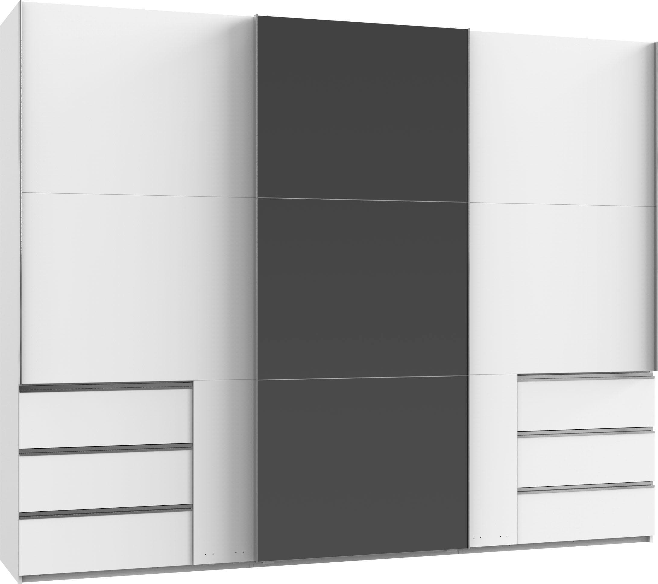 WIMEX Schwebetürenschrank Level weiß/grau mit Glasfronten