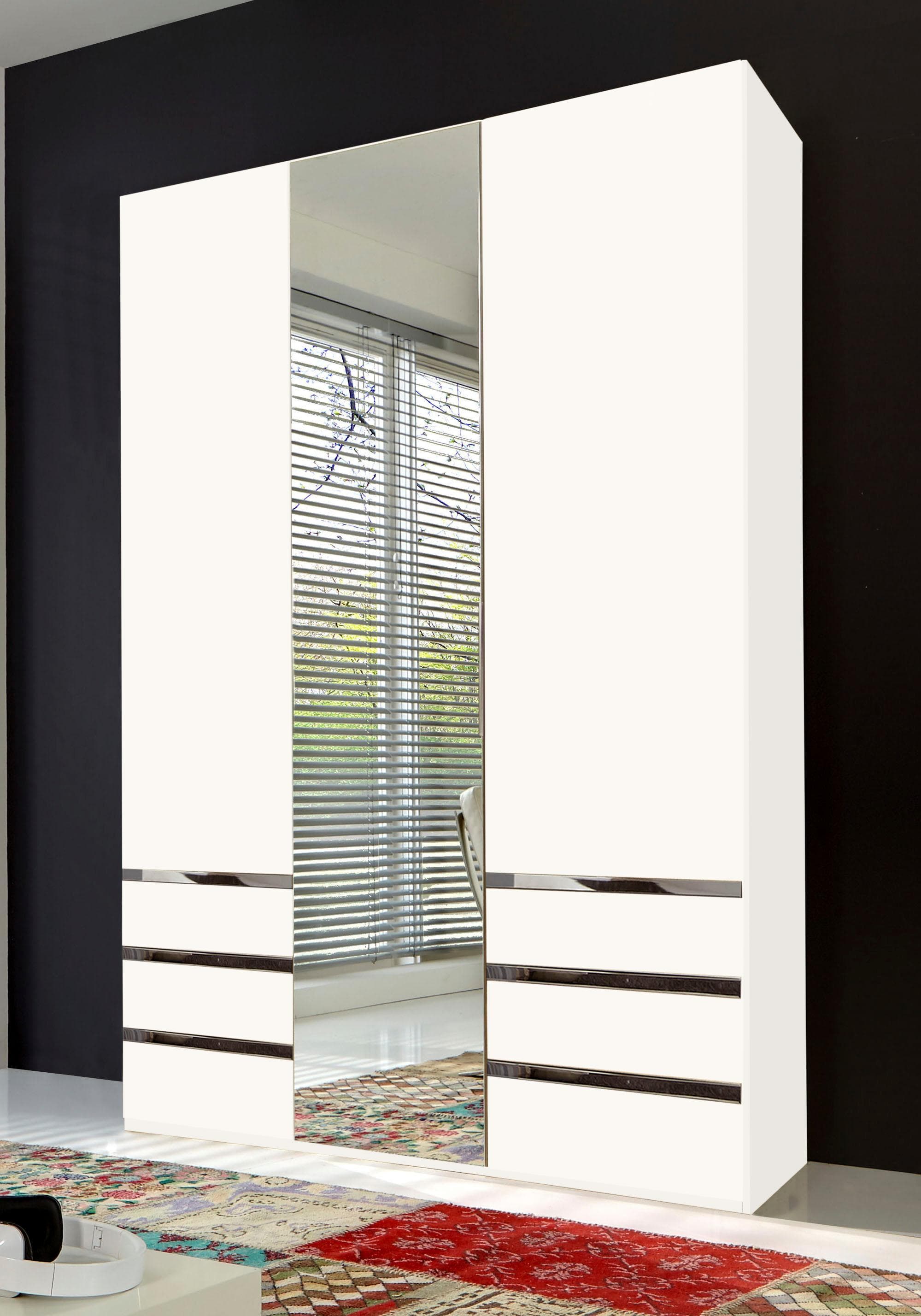 WIMEX Kleiderschrank Level weiß mit Spiegeltür und 6 Schubladen