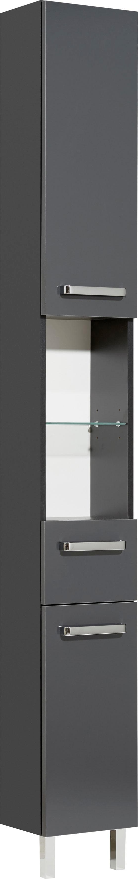 Quickset Badschrank SAPHIR Anthrazit Glanz 25cm Hochschrank mit Türdämpfer