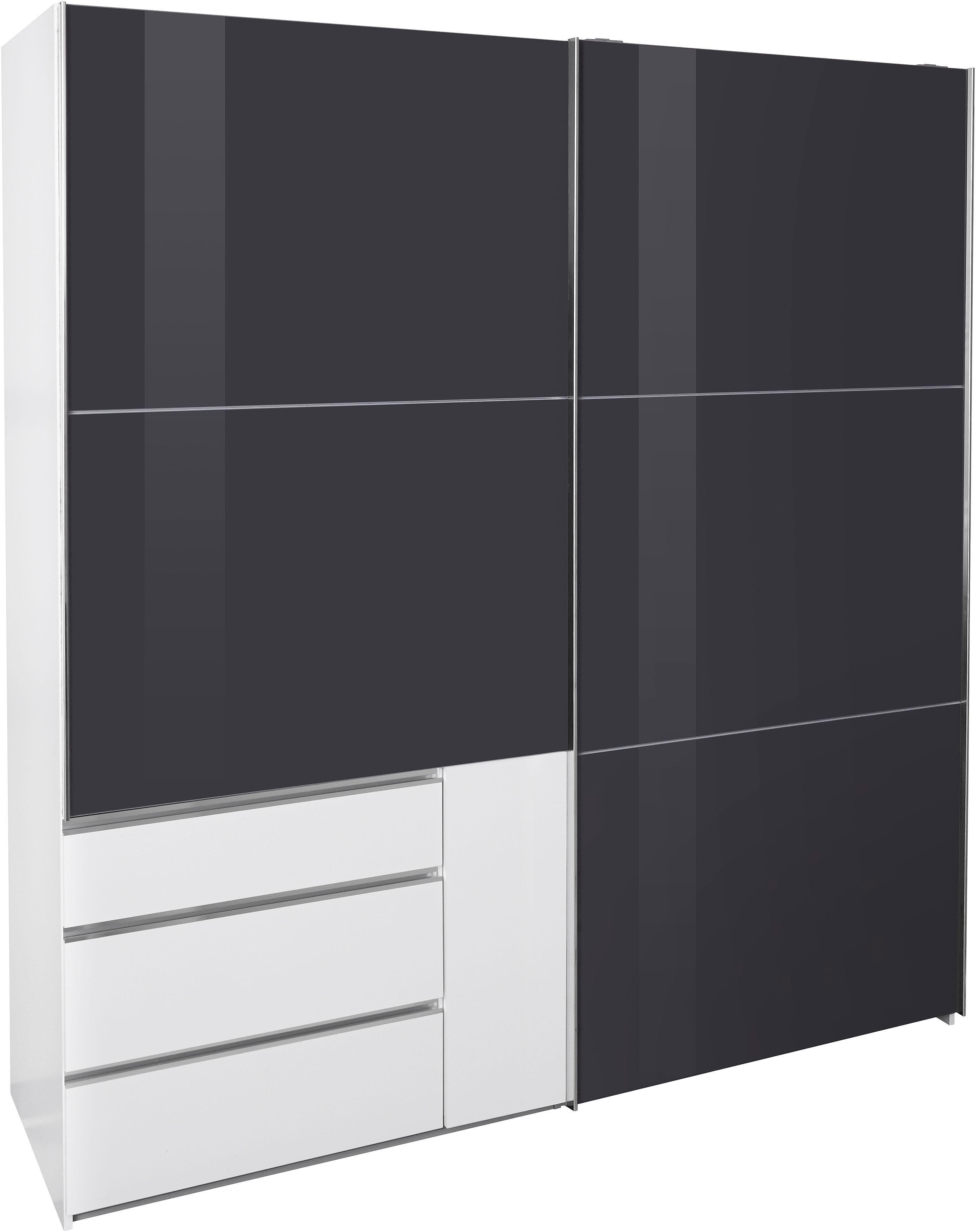 Wimex Schwebetürenschrank Level Weiß/Grauglas