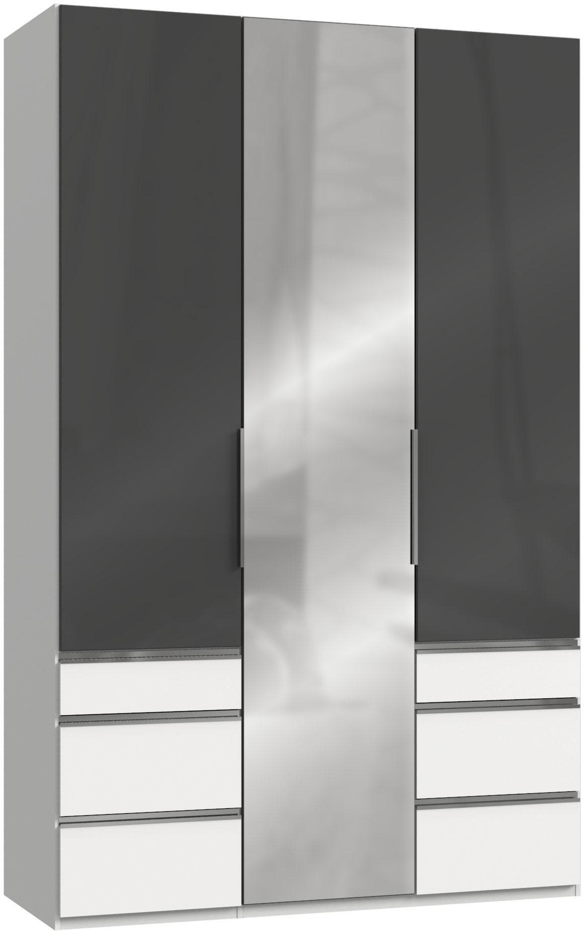 Wimex Kleiderschrank Level Weiß Grauglas mit Glas- und Spiegeltüren