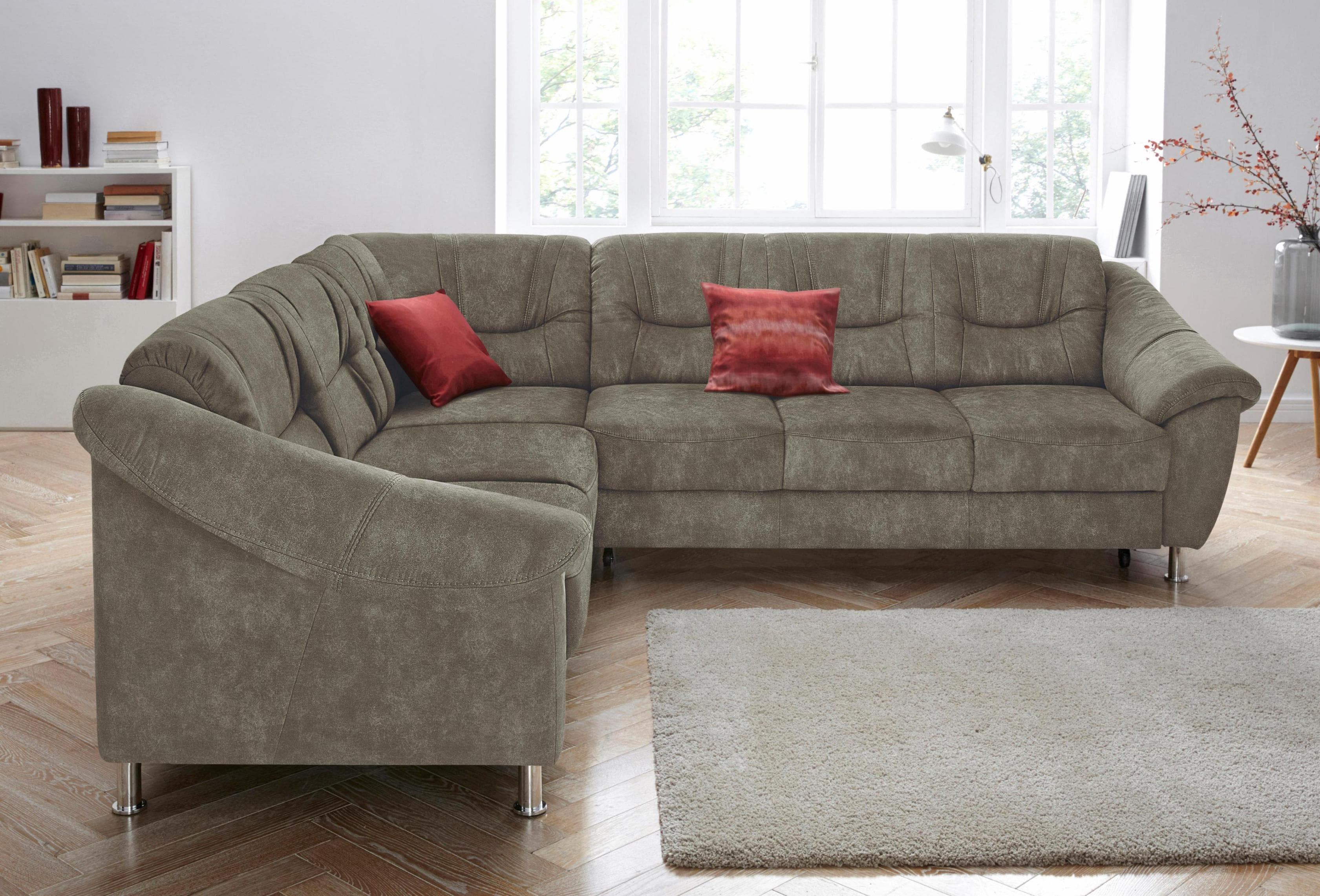 SIT & MORE Ecksofa Salsa L-Form Grau Taupe Microfaser