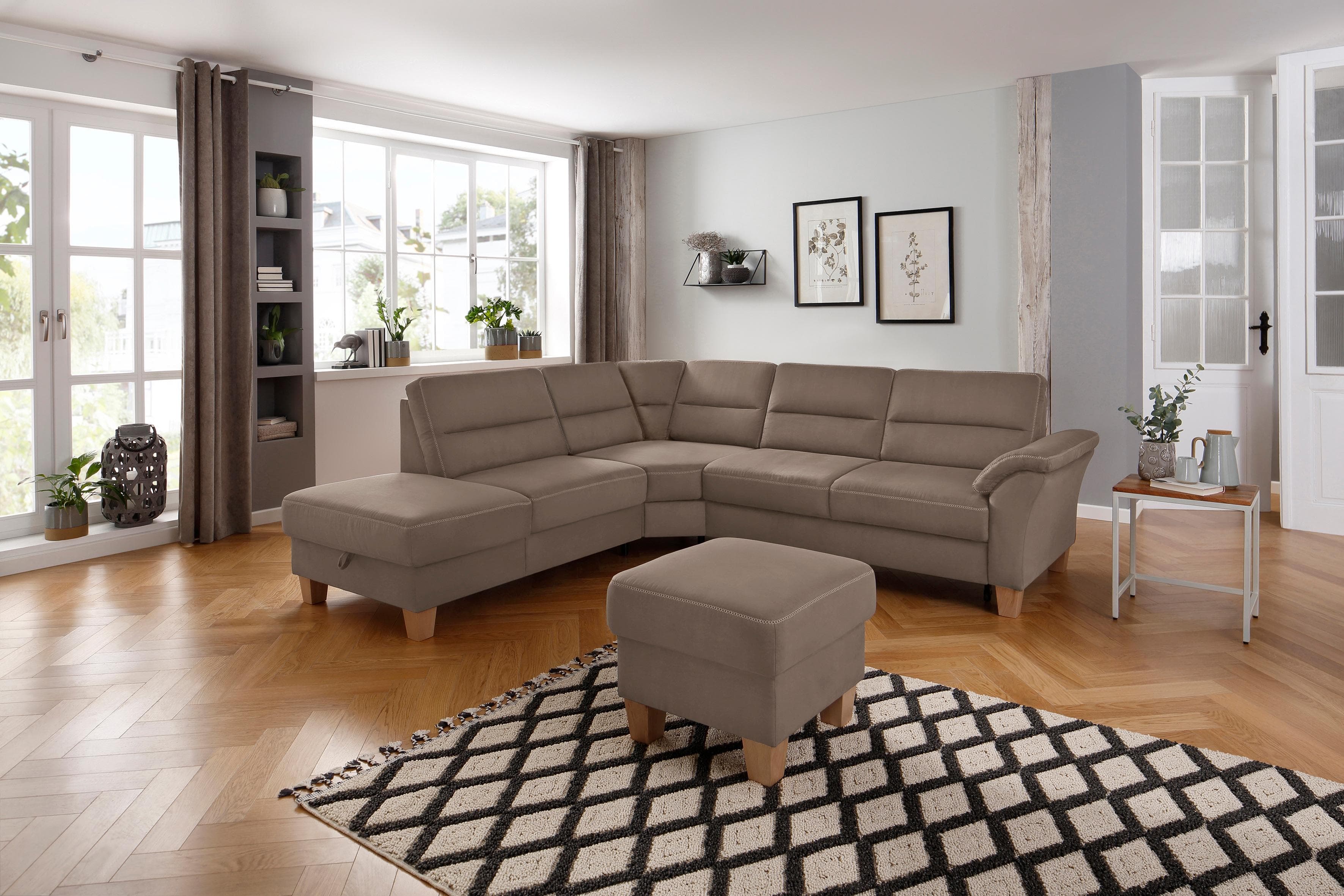 HOME AFFAIRE Ecksofa Soleo L-Form Relaxfunktion Braun Microfaser