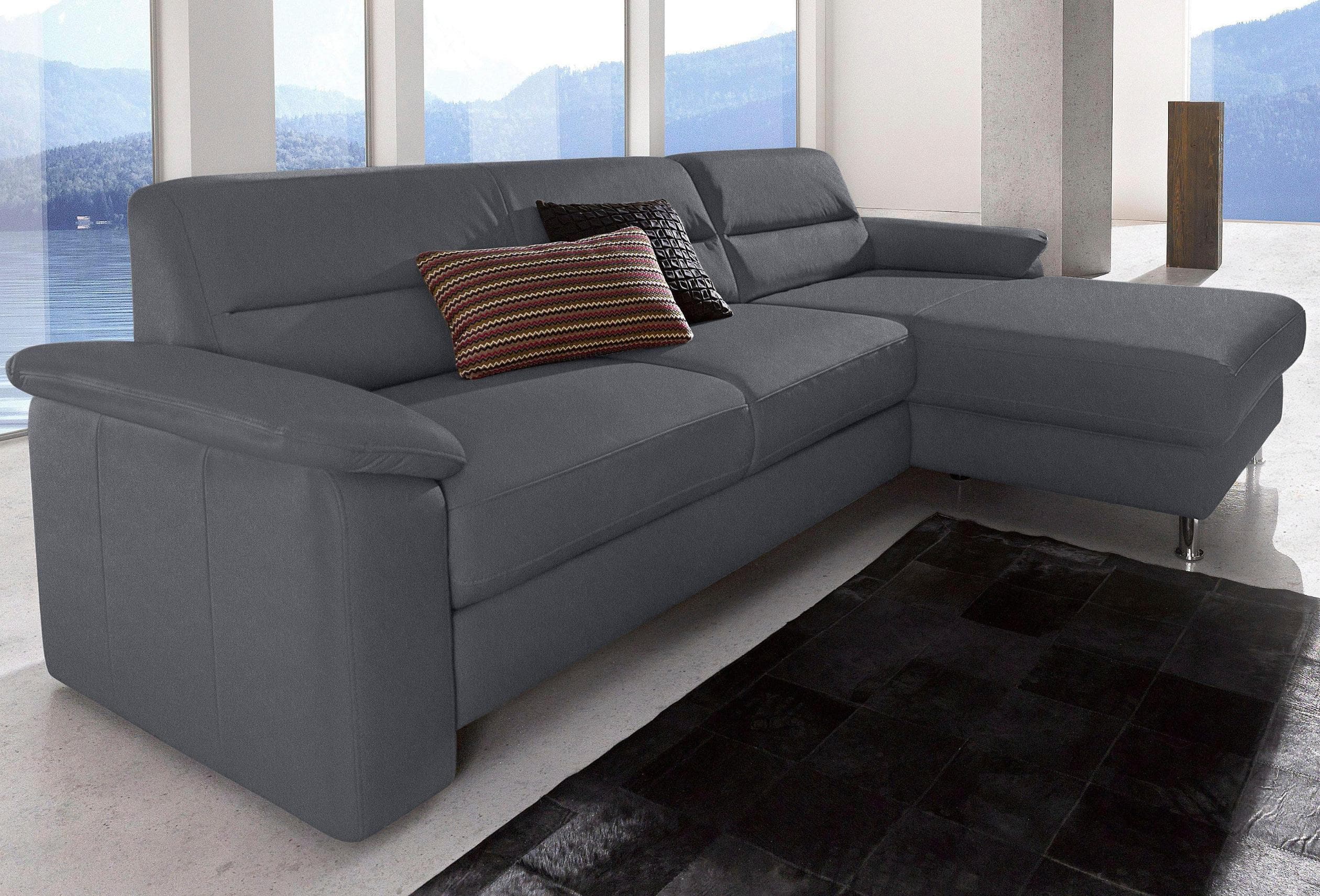 SIT & MORE Ecksofa Ascara L-Form Grau Boxspring-Polsterung
