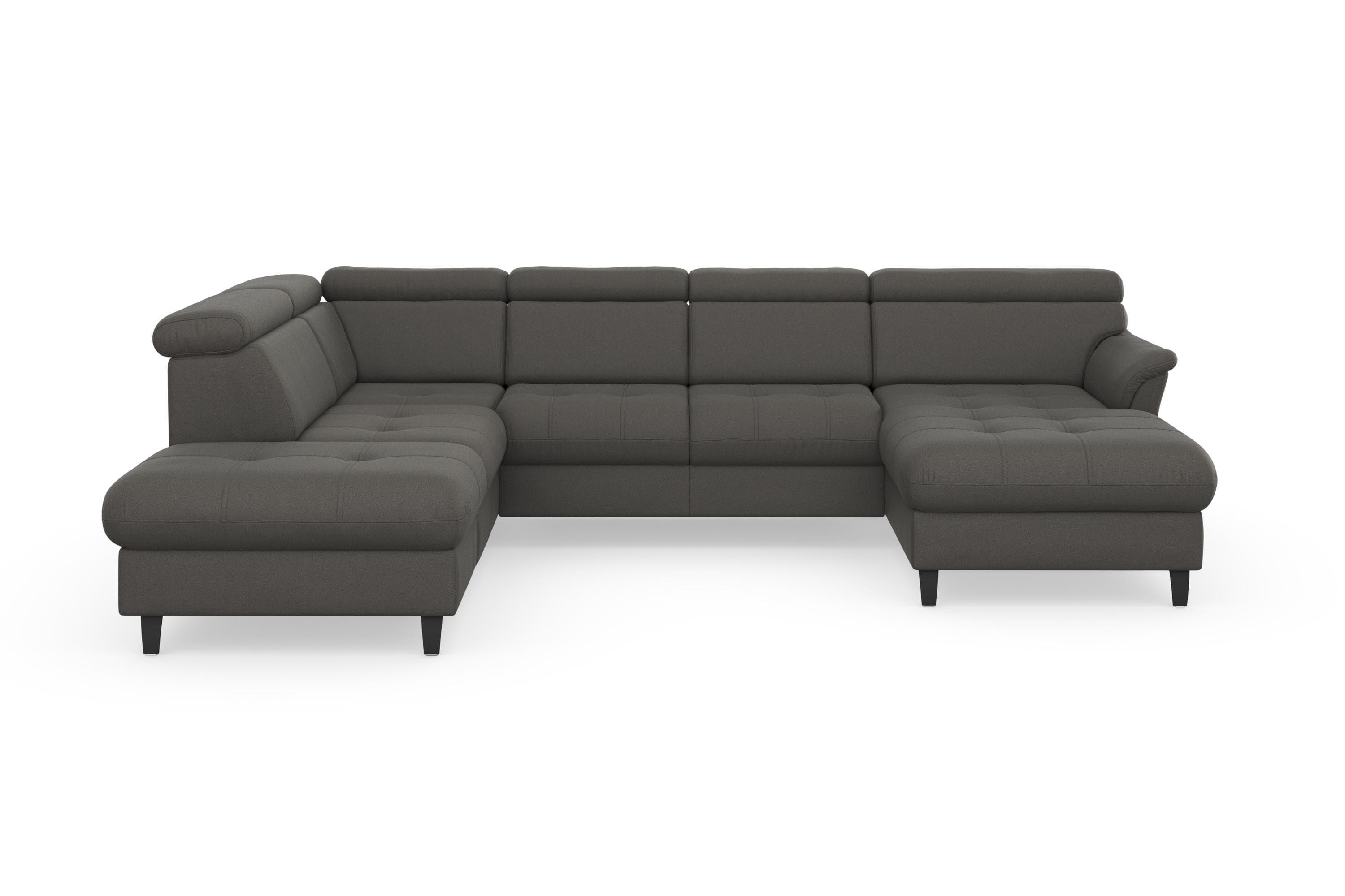 U-förmiges, gepolstertes Sofa in grauem Polyester