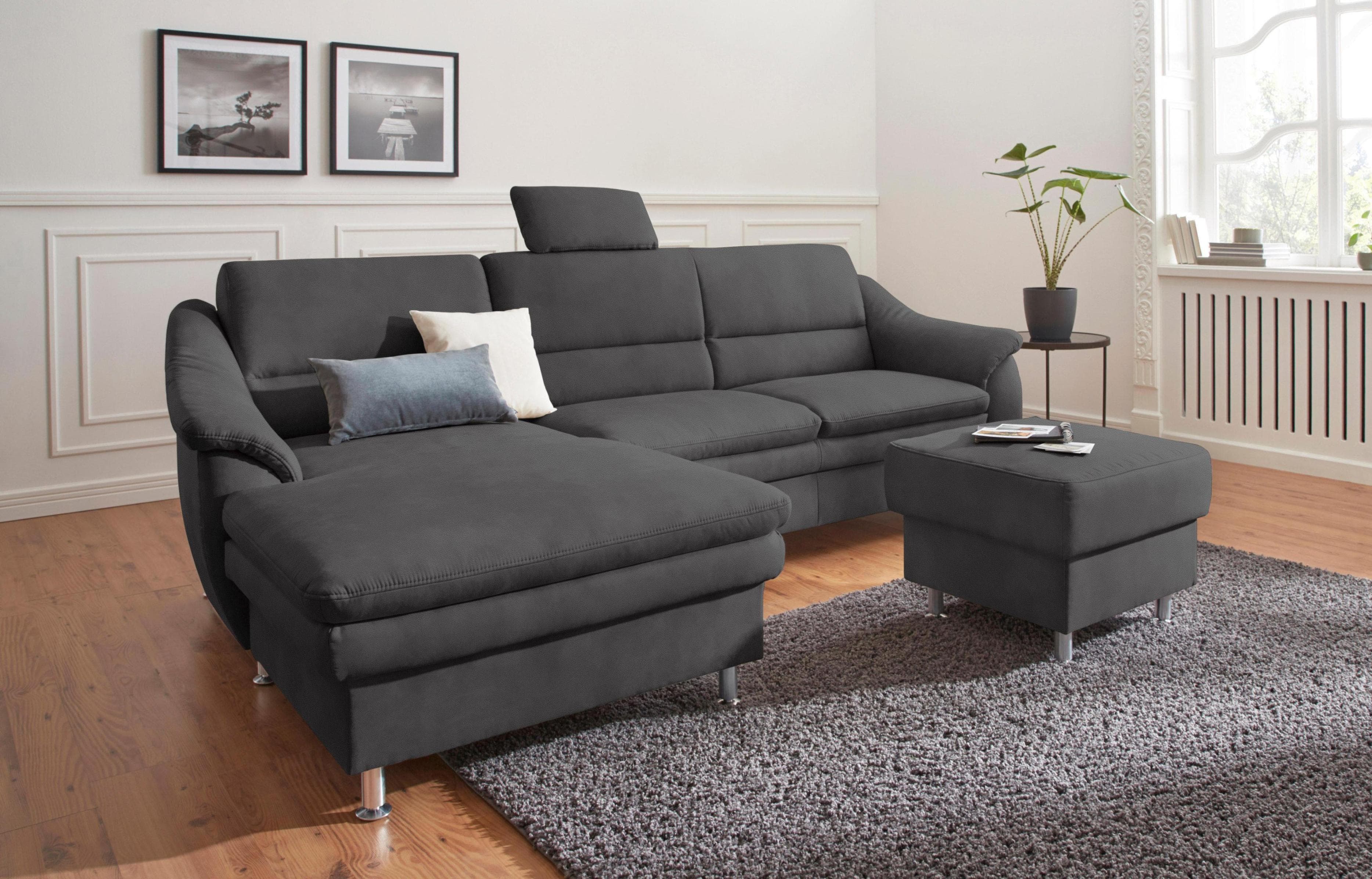 Sit & More Ecksofa Cardoso L-Form Anthrazit mit Bettfunktion
