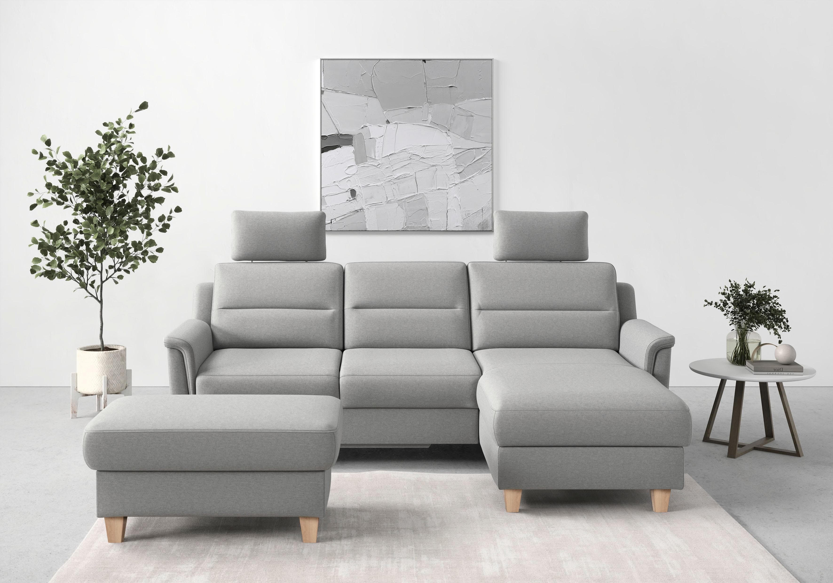 SIT & MORE Ecksofa Farö L-Form Grau Microfaser