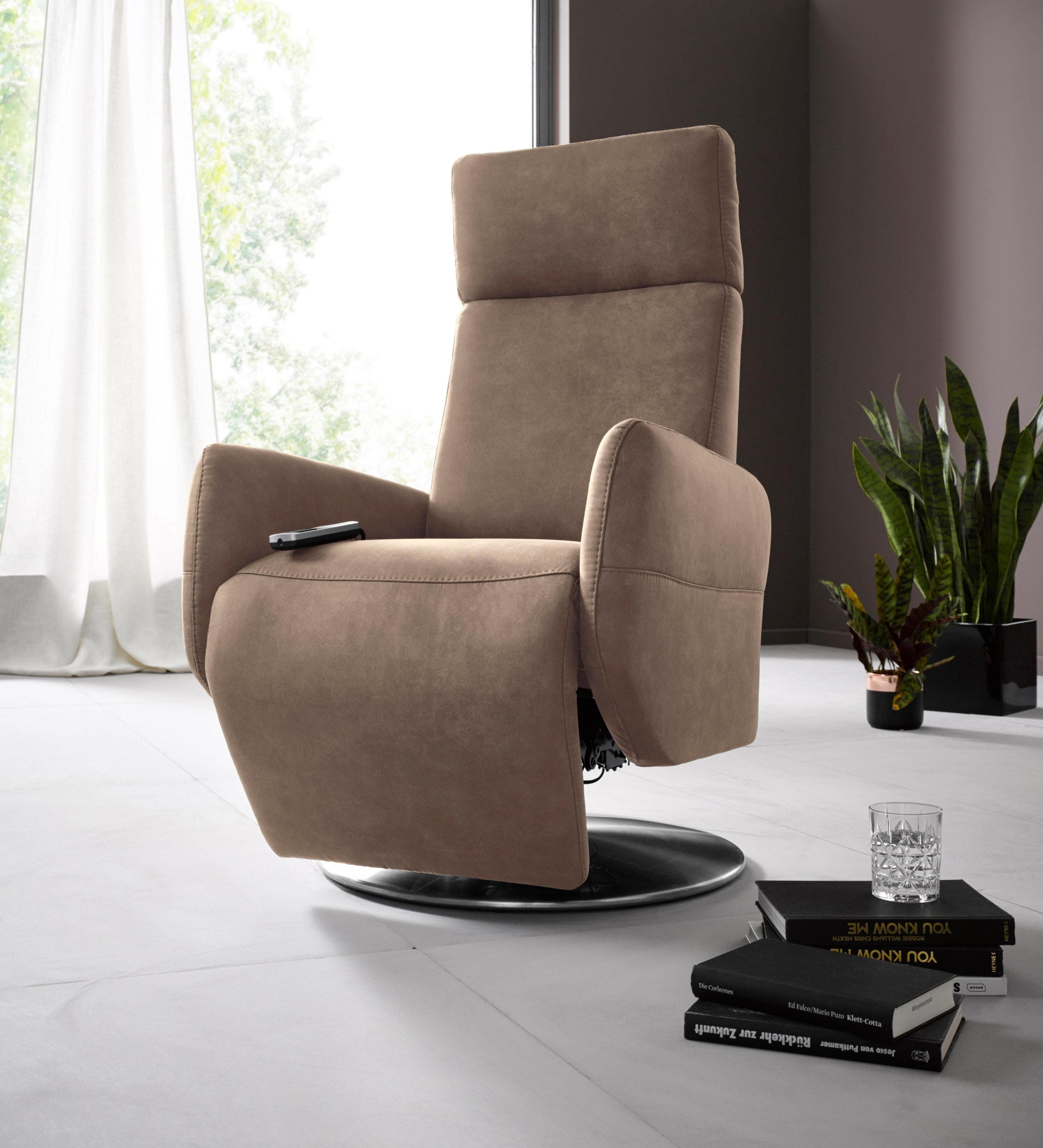 SIT & MORE Relaxsessel Kobra Nougat mit Aufstehhilfe 2-motorig