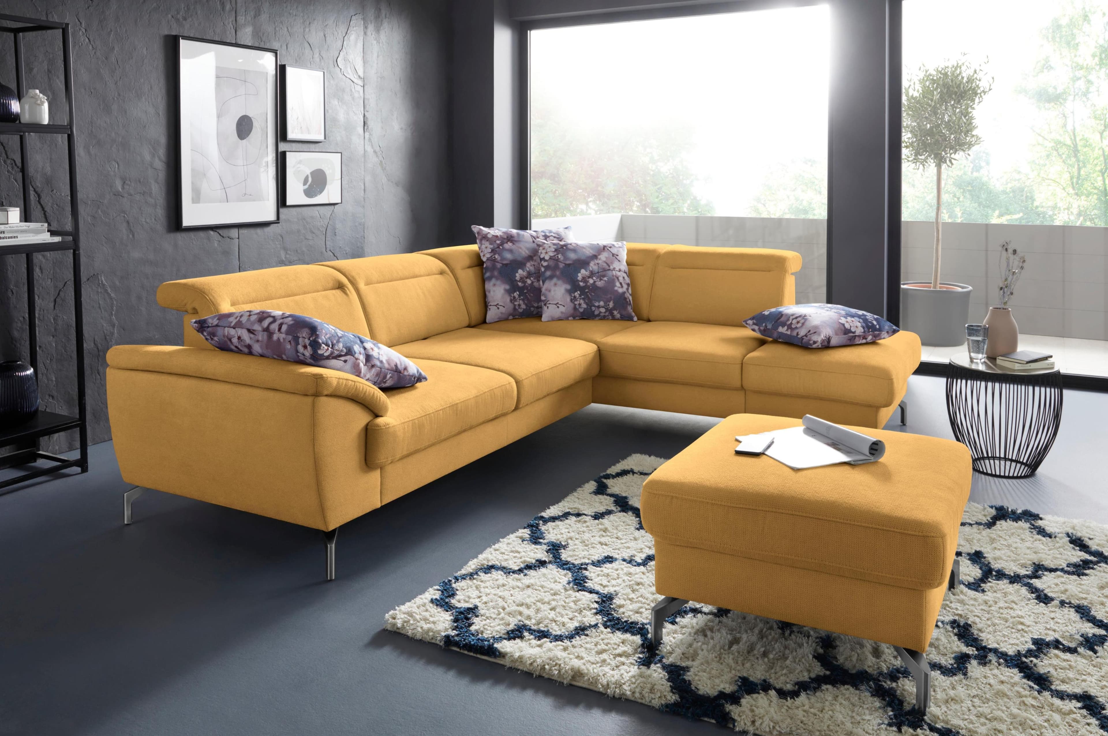 SIT & MORE Ecksofa Percy L-Form Gelb mit Sitztiefenverstellung