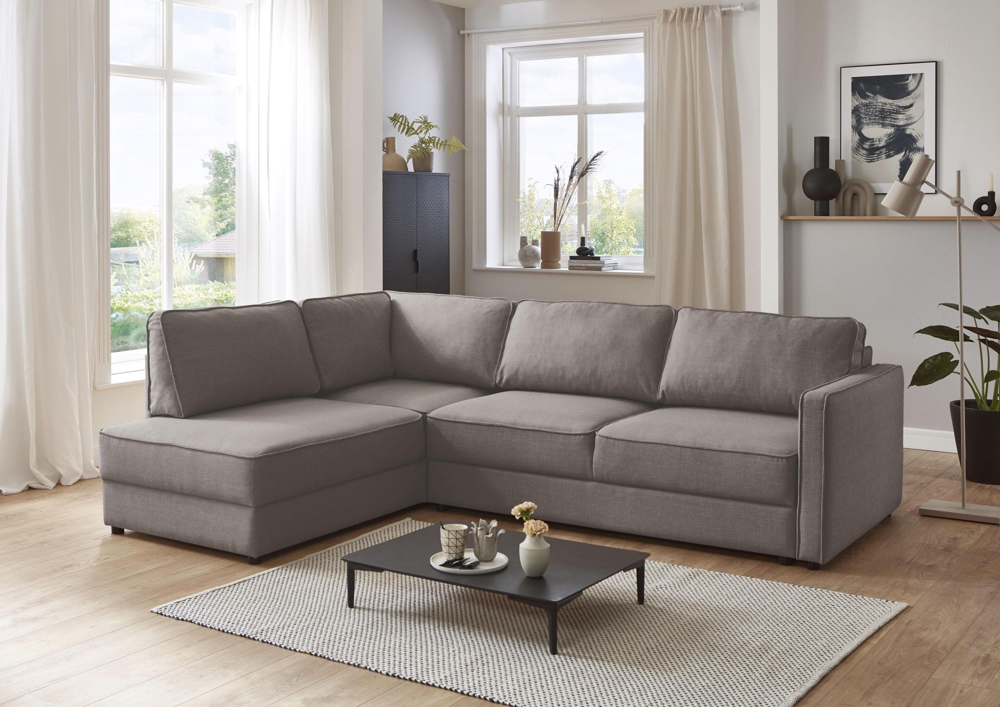 ATLANTIC HOME COLLECTION Schlafsofa "Chill" Grau mit Bettfunktion und Bettkasten