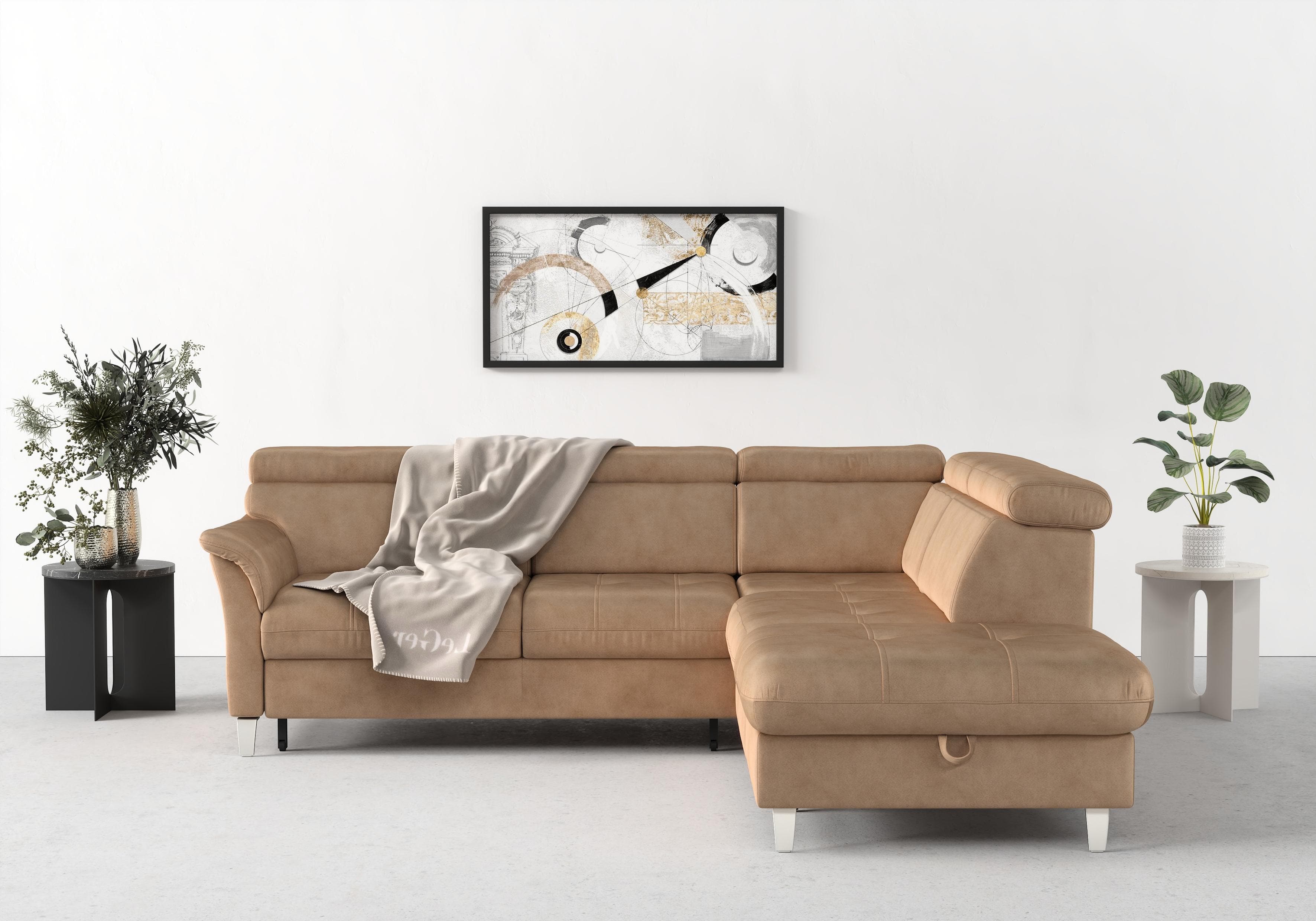 SIT & MORE Ecksofa Marano L-Form Braun mit Bettfunktion
