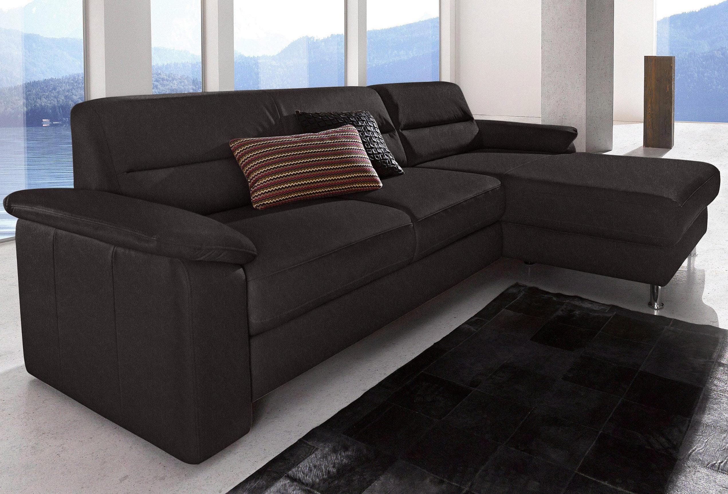 Ecksofa SIT & MORE Ascara L-Form Schwarz mit Bettfunktion