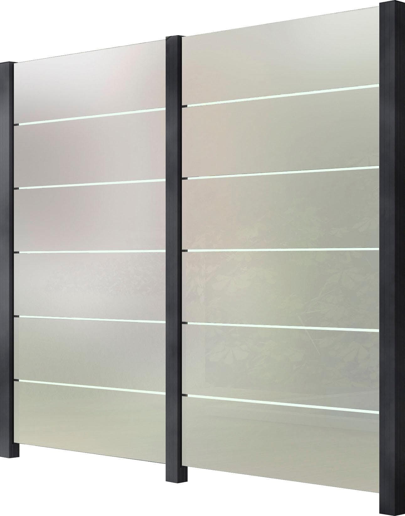 Zaun STAKET PRO Anthrazit Glaszaun 3 Pfosten 2,212 m