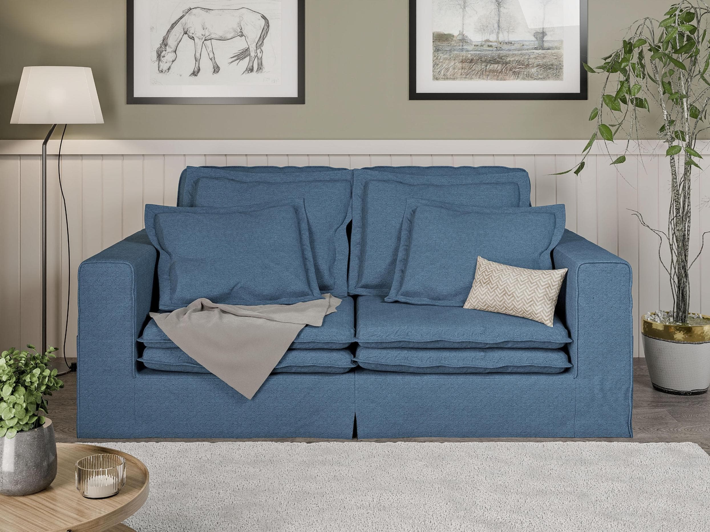 Home Affaire 3-Sitzer Sofa ALISSAS BIS Blau mit Kissen