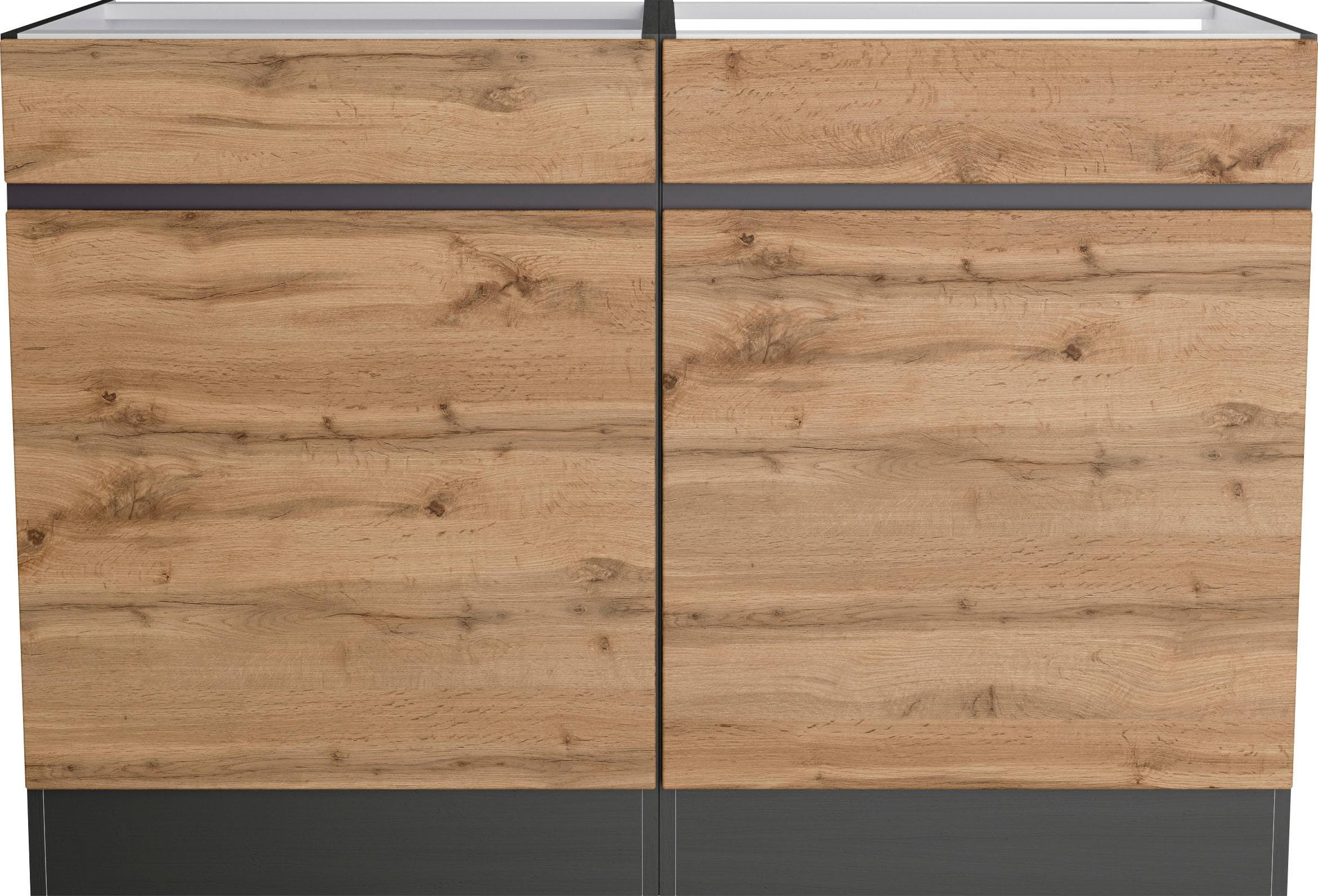 Spülenschrank KS-Riesa Braun Grau Holzwerkstoff 120cm