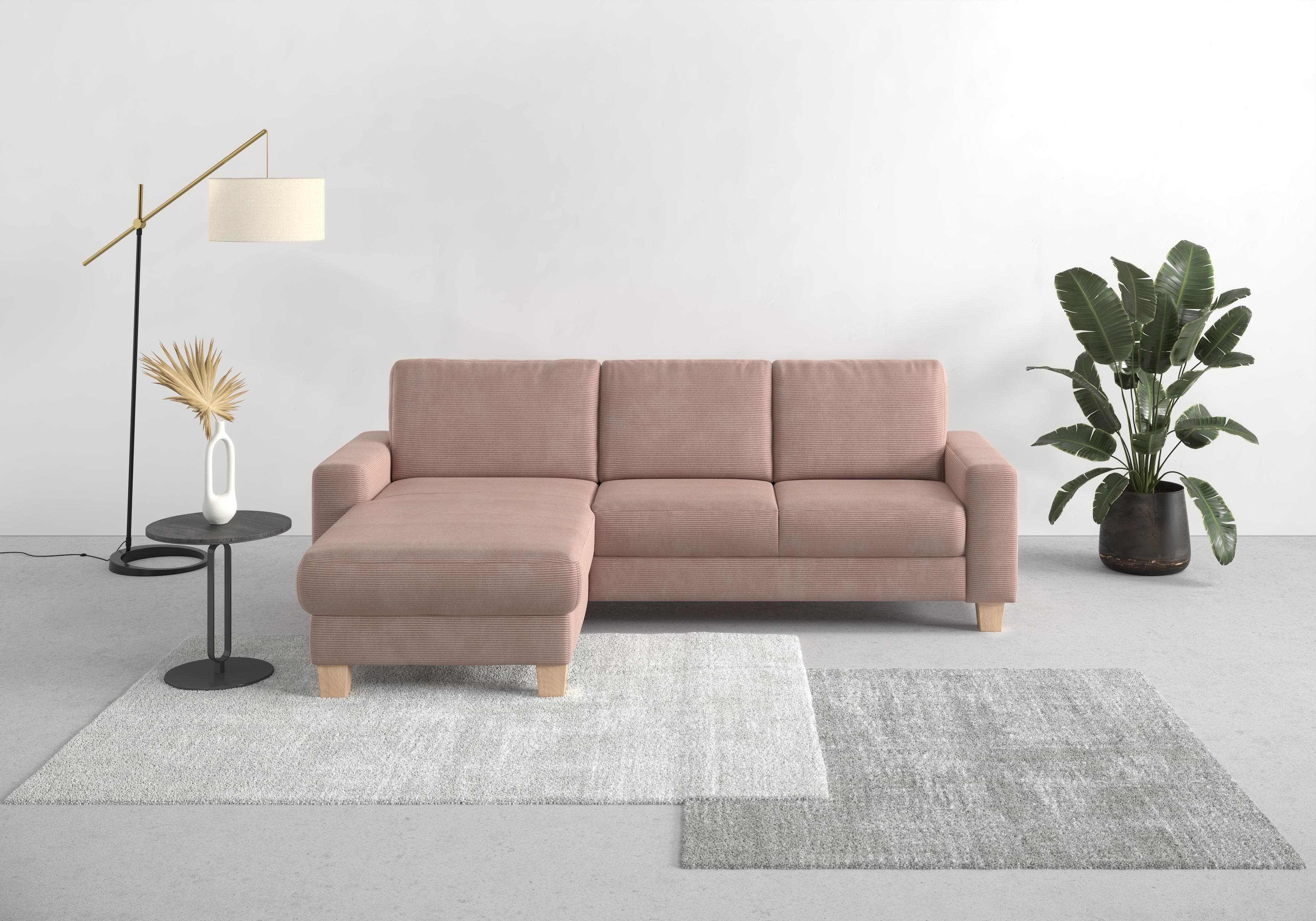 Home Affaire Ecksofa Summer L-Form Rosa Cord-Bezug mit Recamiere