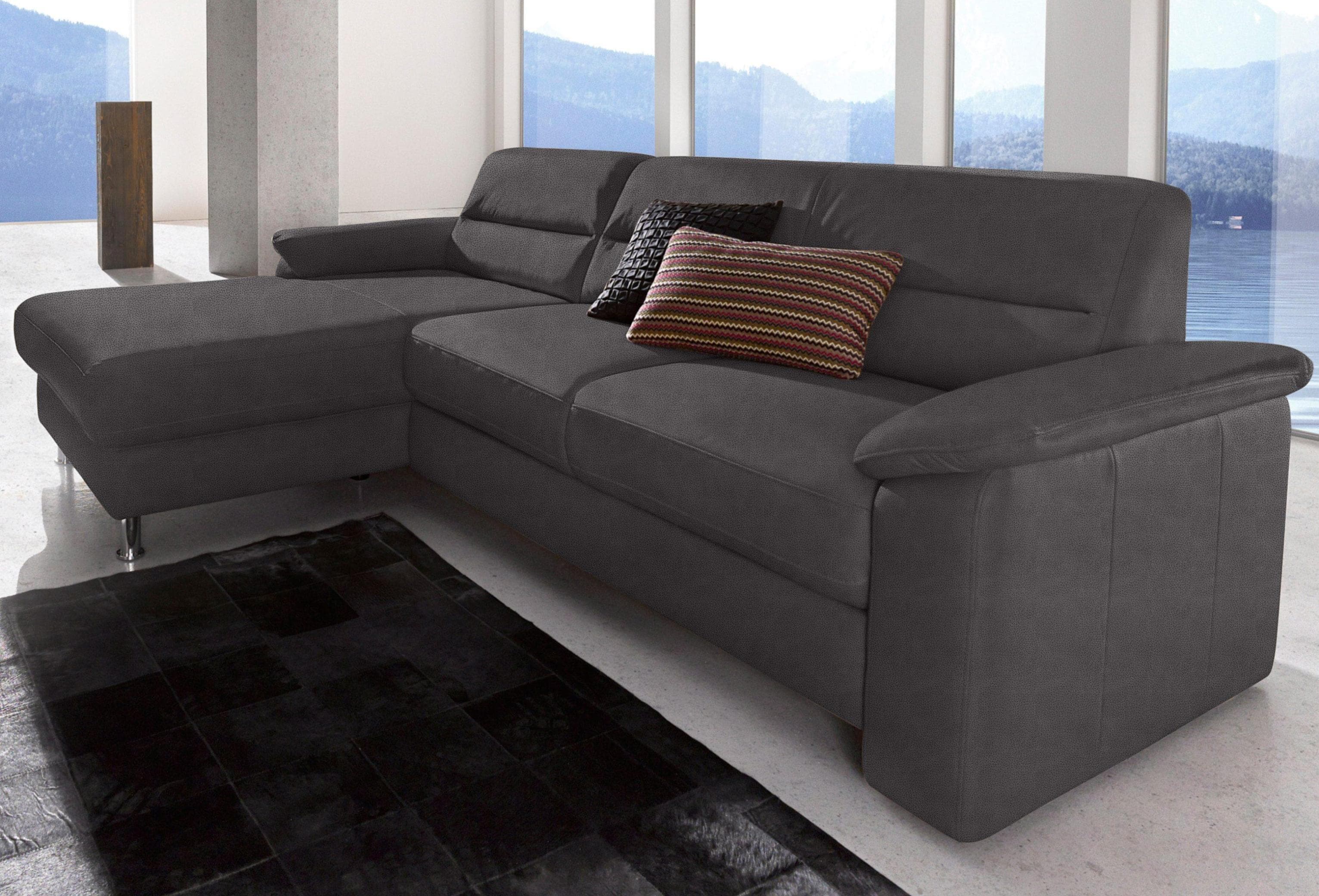 SIT & MORE Ecksofa Ascara L-Form Anthrazit mit Bettfunktion