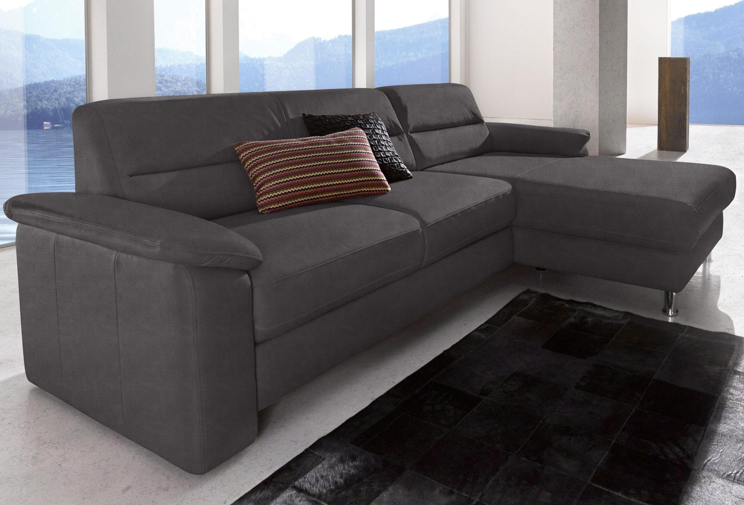 SIT & MORE Ecksofa Ascara L-Form Anthrazit mit Bettfunktion