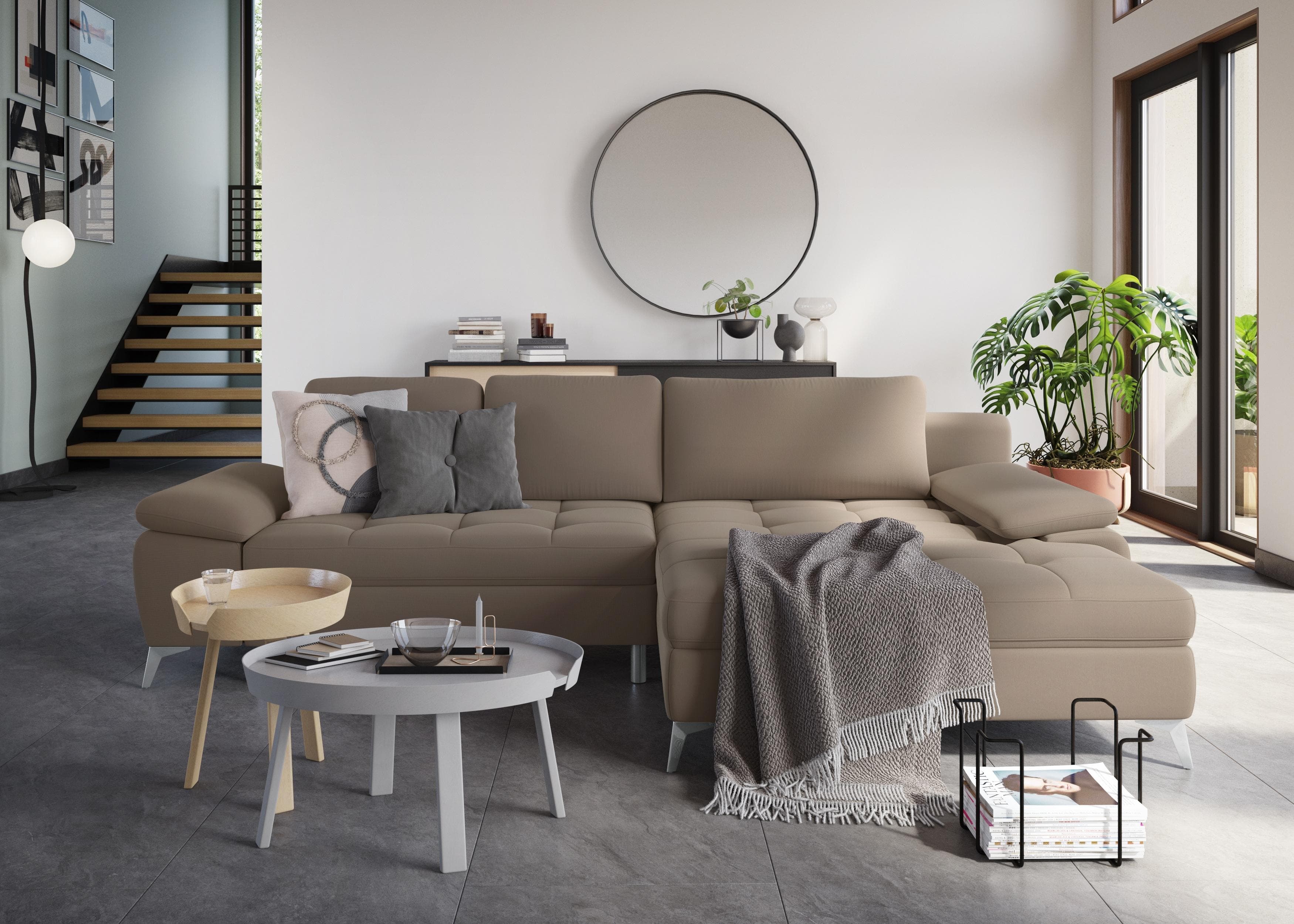 SIT & MORE Ecksofa Latigo L-Form mit Bettfunktion und Recamiere
