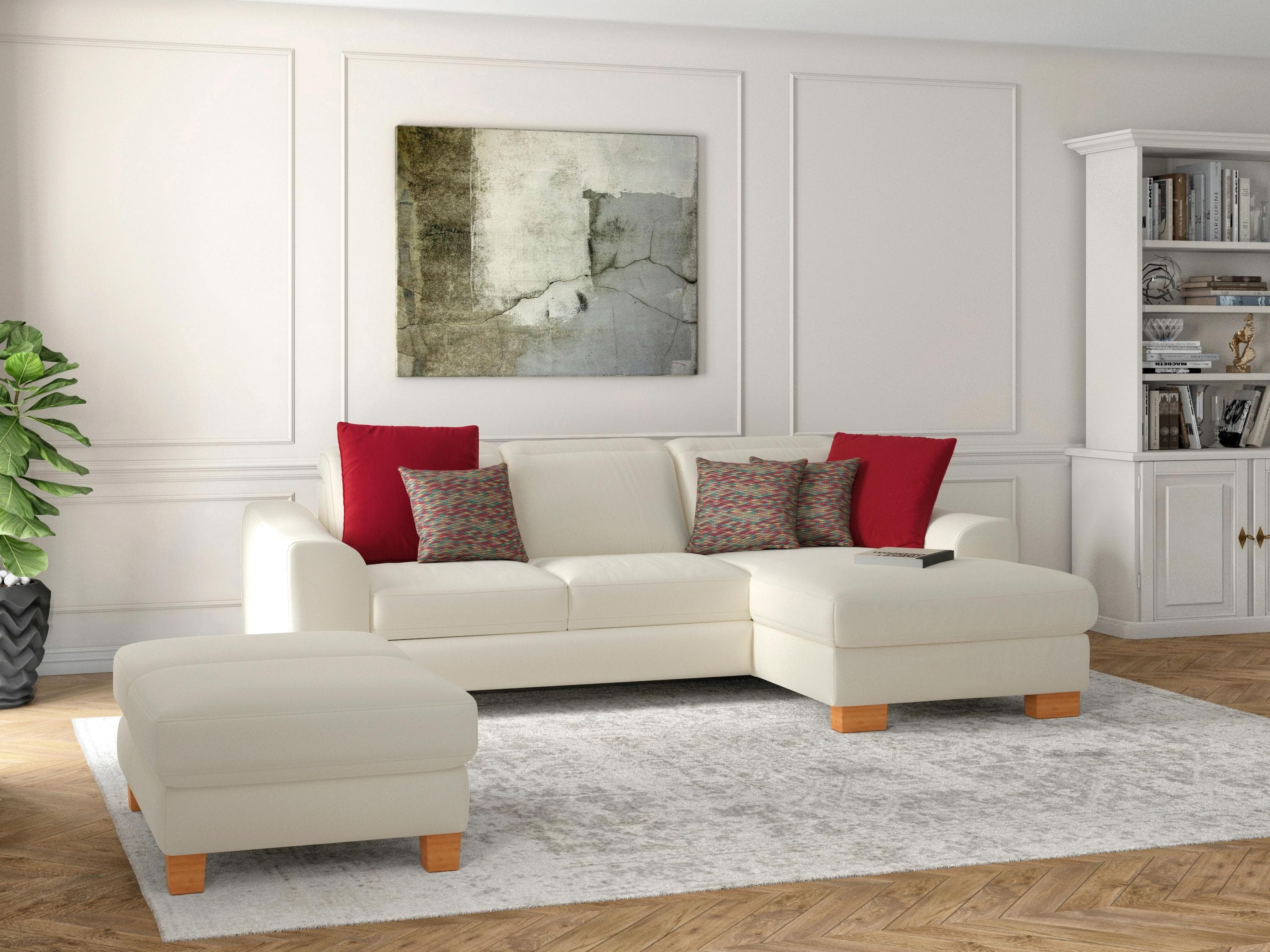 SIT & MORE Ecksofa Dundee L-Form Creme mit Recamiere