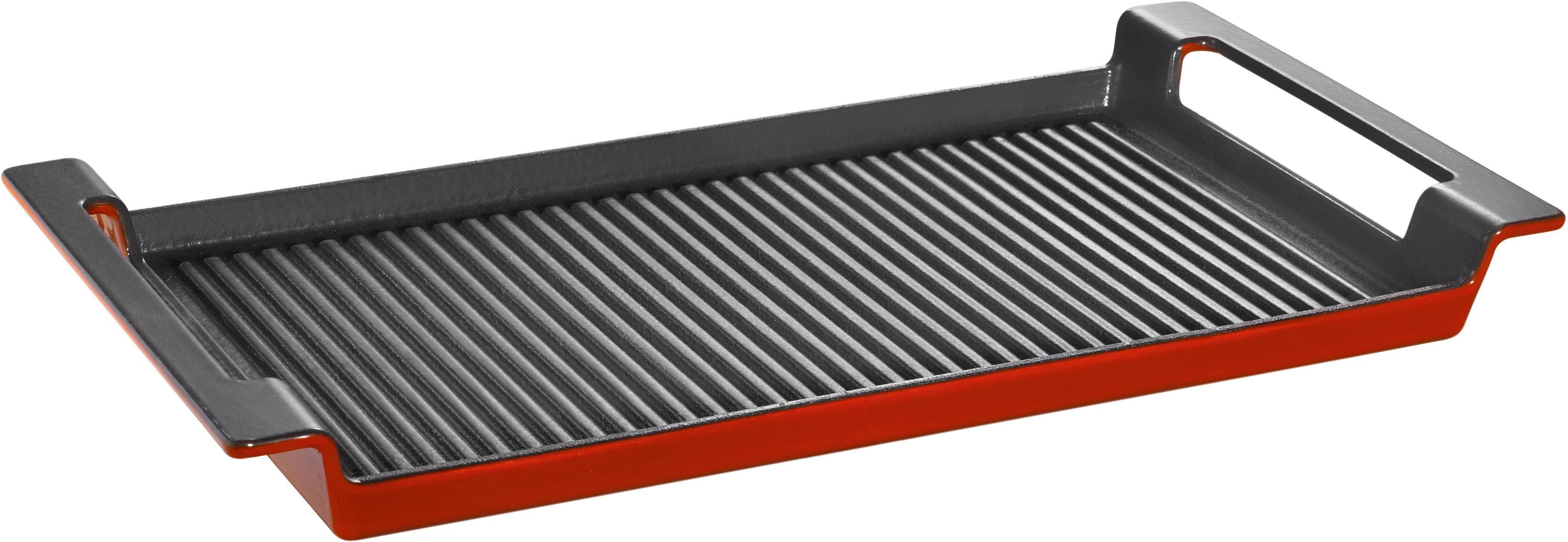 Grillplatte SCHULTE-UFER Rustika Rot/Schwarz Gusseisen Grillroste Induktion