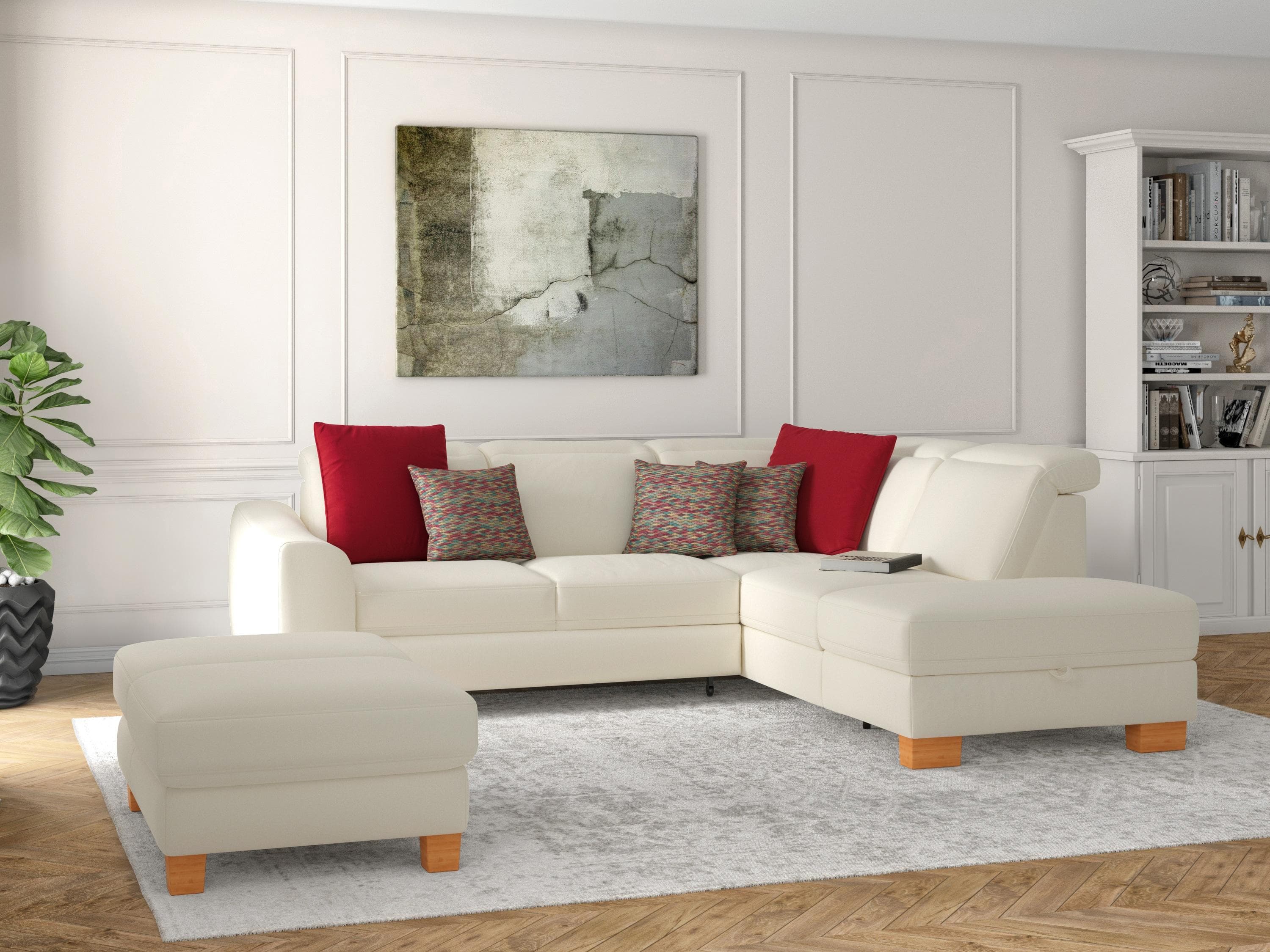 SIT & MORE Ecksofa Dundee L-Form Beige mit Bettfunktion