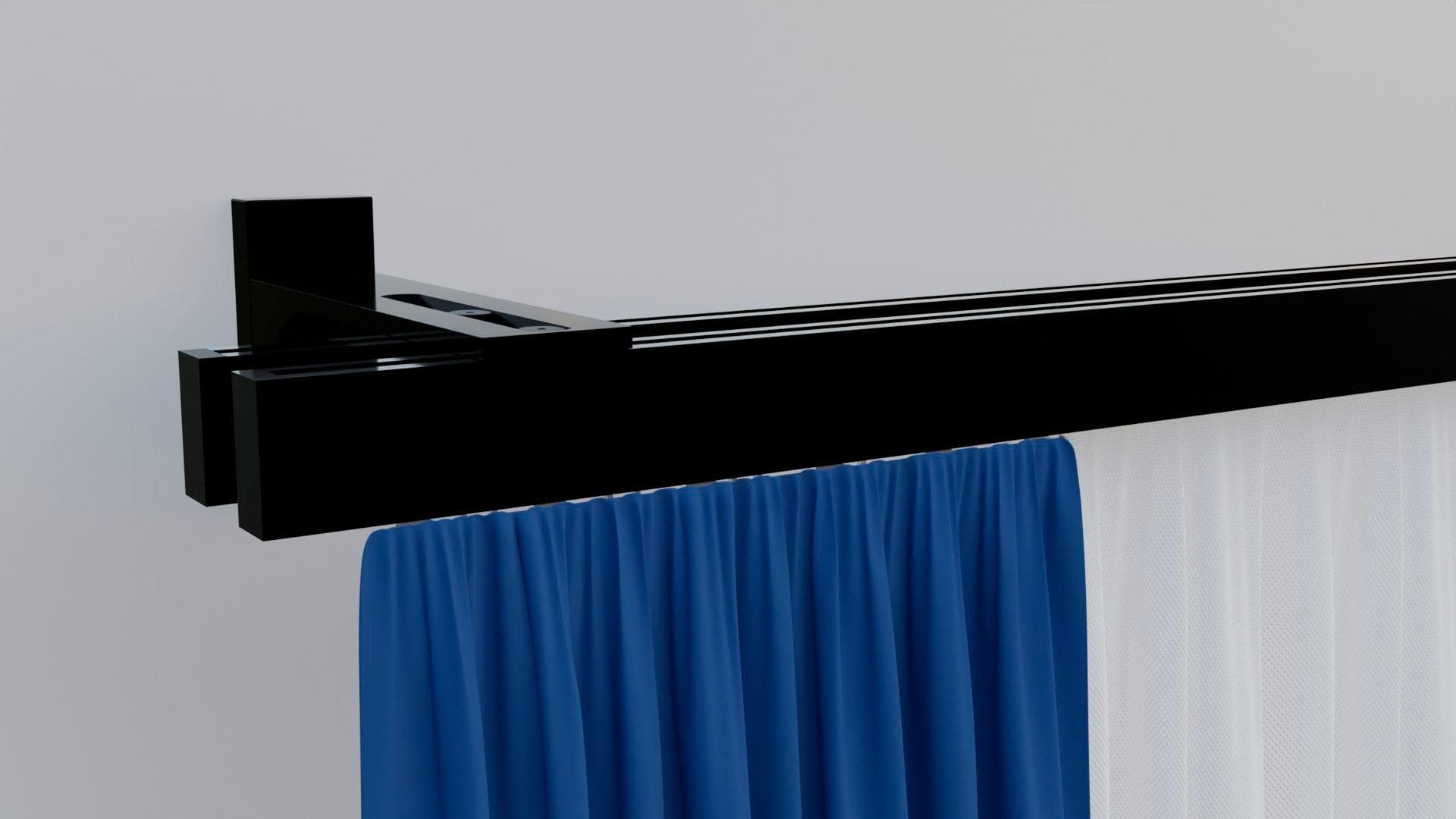 INDEKO Gardinenstange Bern Schwarz Aluminium Komplett-Set